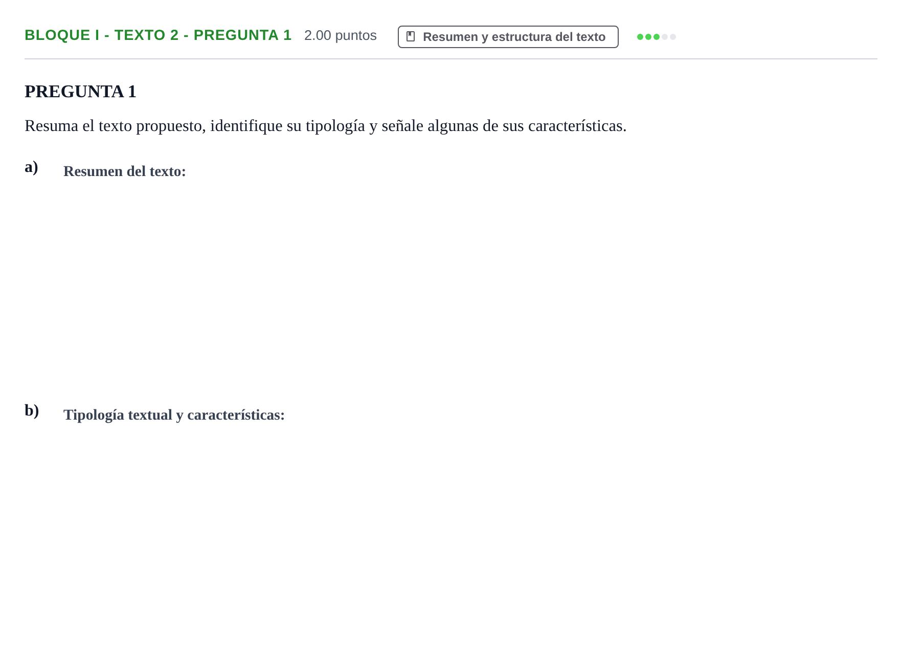 Enunciado: Bloque I - Texto 2 - Pregunta 1 · Lengua Castellana y Literatura II PAU Extremadura Extraordinaria 2024