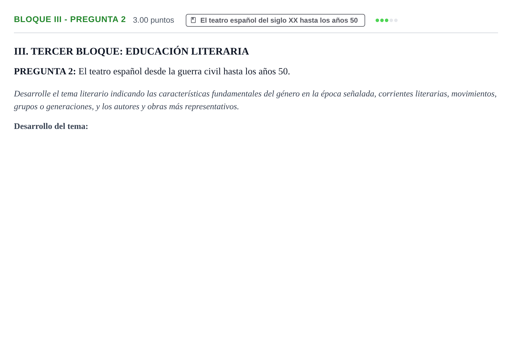 Enunciado: Bloque III - Pregunta 2 · Lengua Castellana y Literatura II PAU Extremadura Extraordinaria 2024