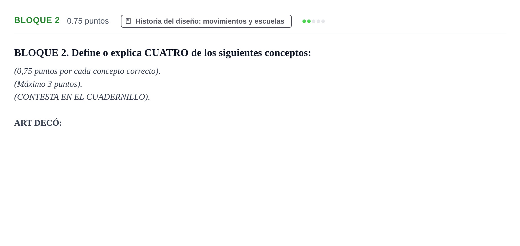Enunciado: Bloque 2 - Historia del diseño · Diseño PAU Extremadura Extraordinaria 2024