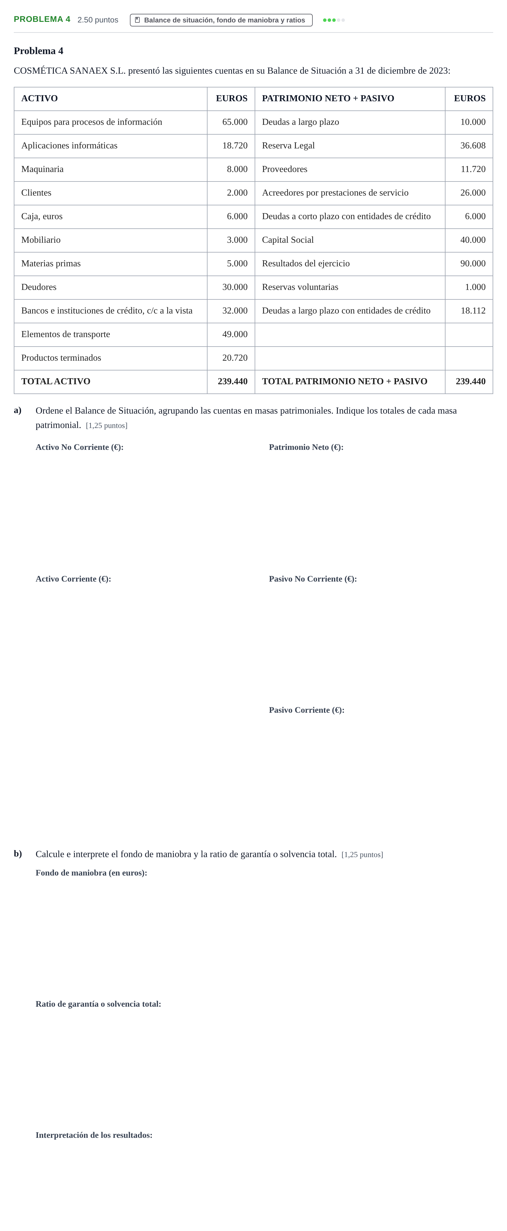 Enunciado: Problema 4 · Empresa y Diseño de Modelos de Negocio PAU Extremadura Extraordinaria 2024