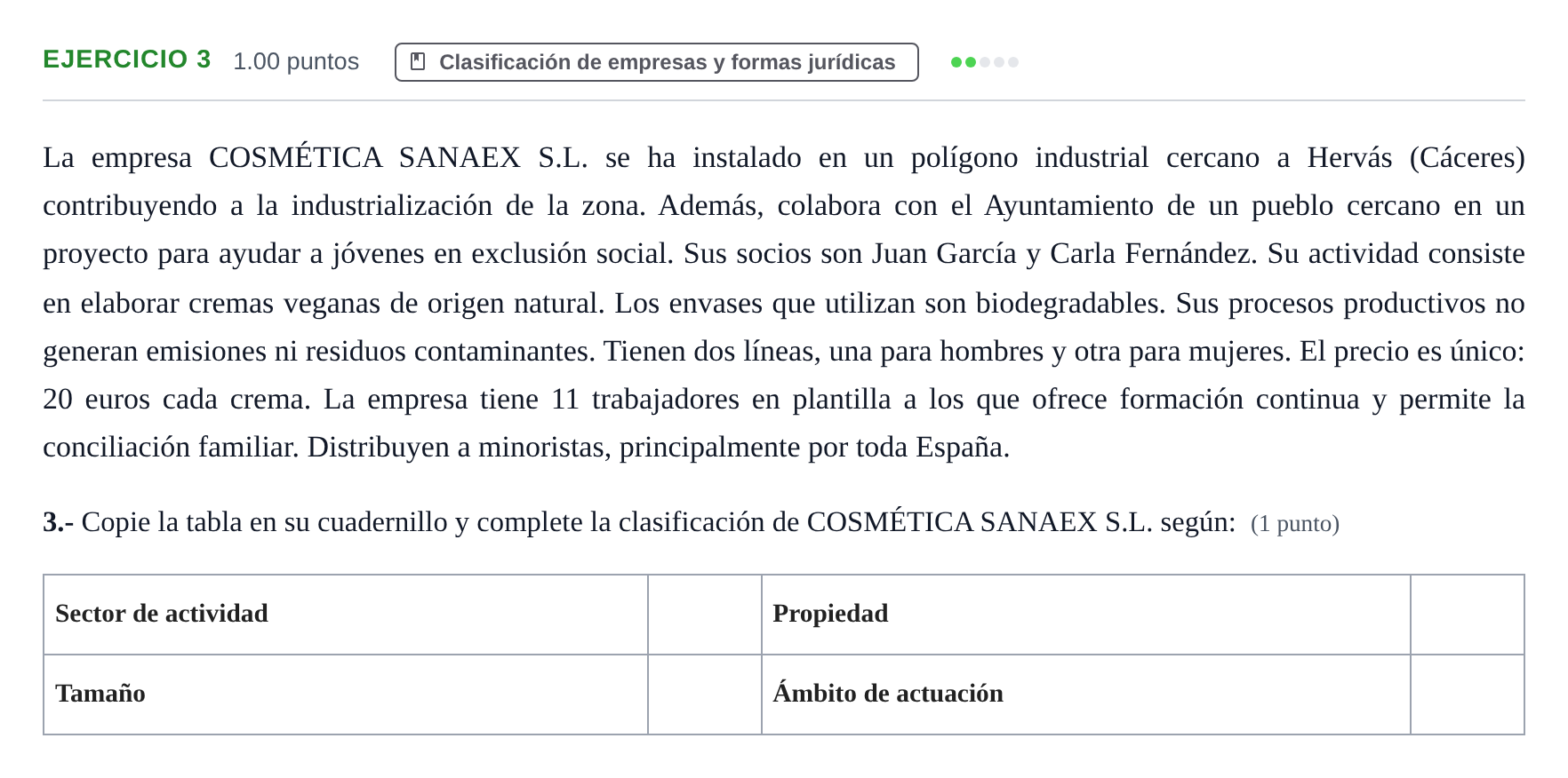 Enunciado: Problema 3 · Empresa y Diseño de Modelos de Negocio PAU Extremadura Extraordinaria 2024