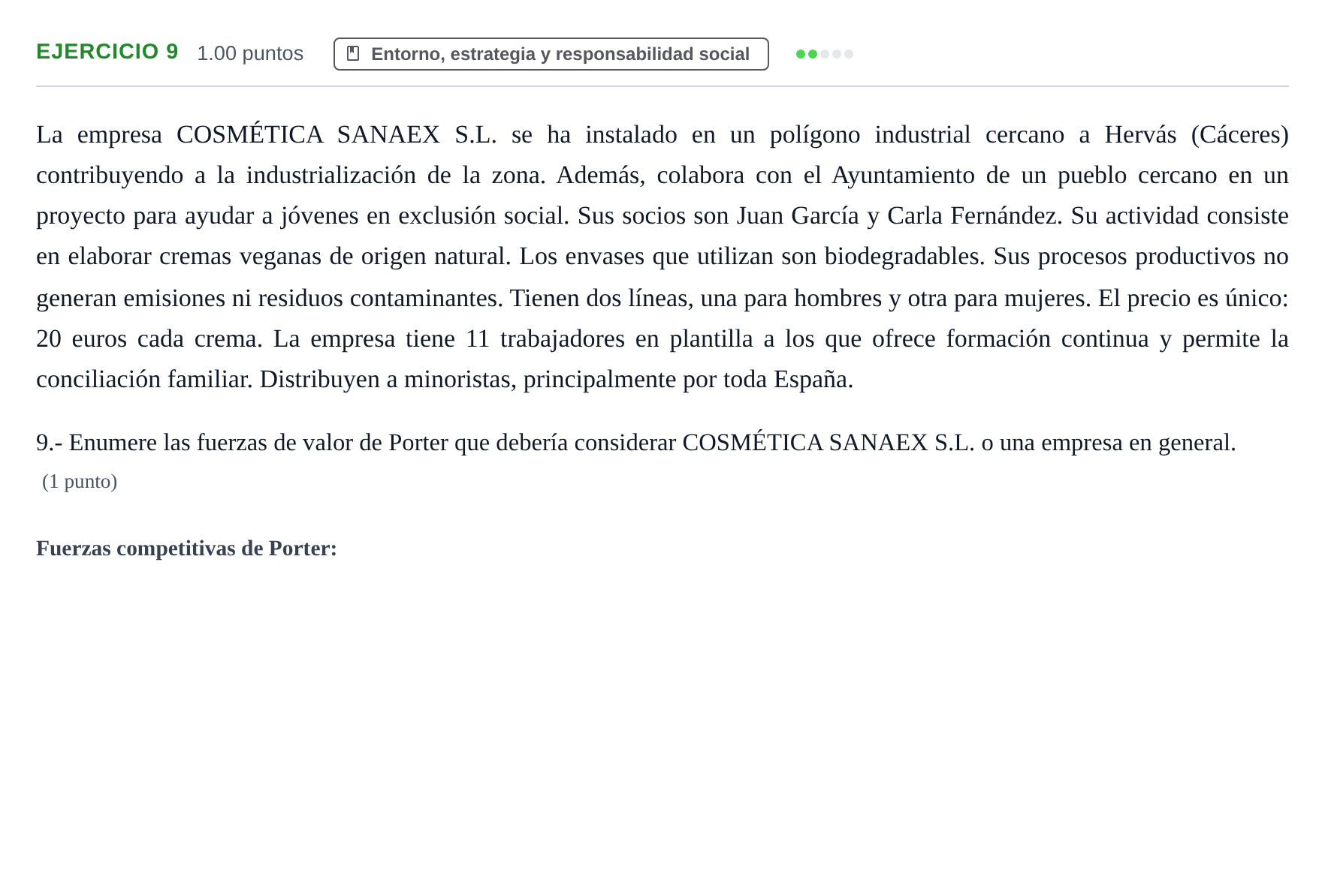Enunciado: Problema 9 · Empresa y Diseño de Modelos de Negocio PAU Extremadura Extraordinaria 2024