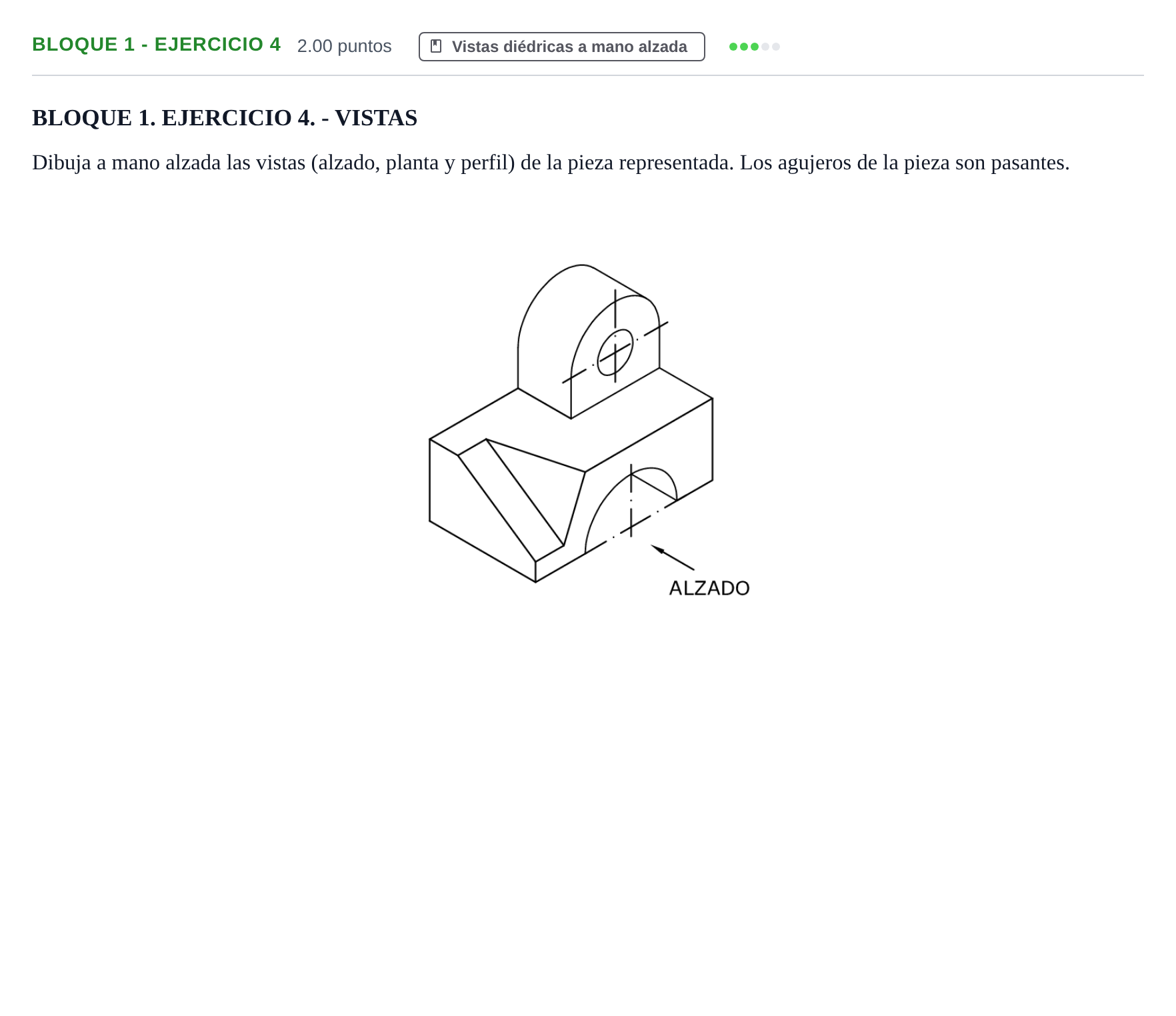 Enunciado: Bloque 1 - Ejercicio 4 · Dibujo técnico II PAU Extremadura Extraordinaria 2024