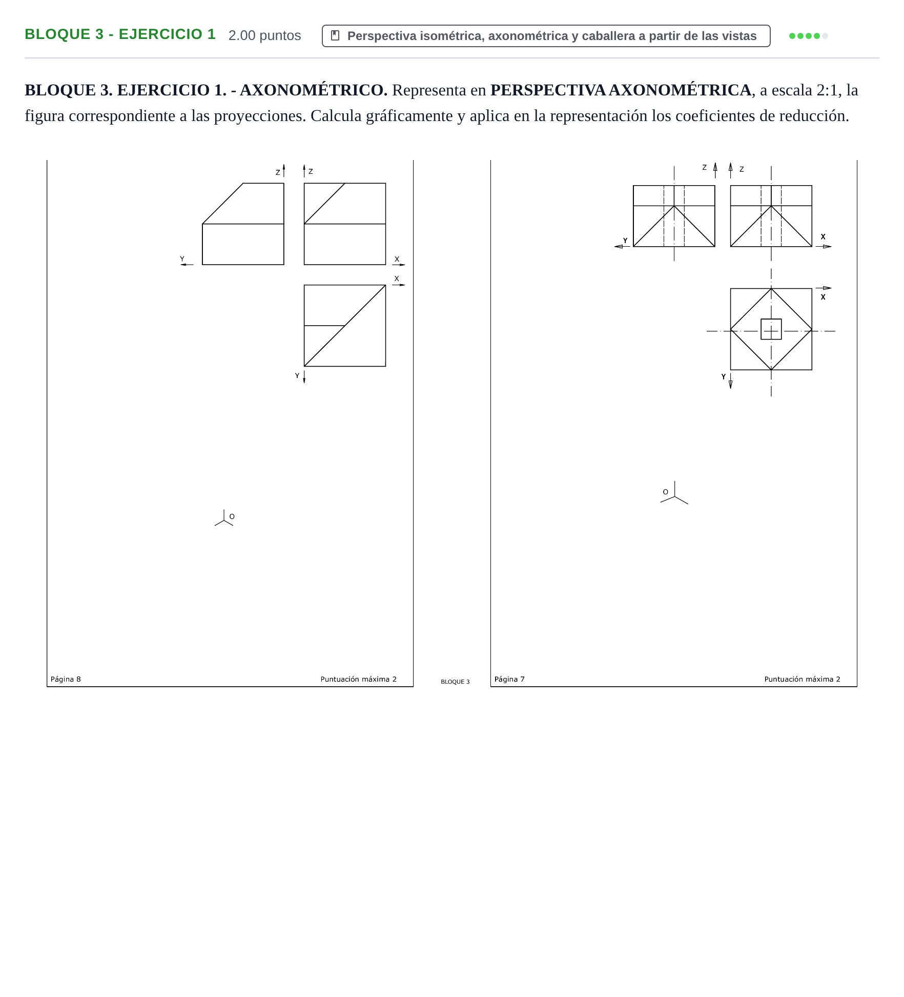 Enunciado: Bloque 3 - Ejercicio 1 · Dibujo técnico II PAU Extremadura Extraordinaria 2024