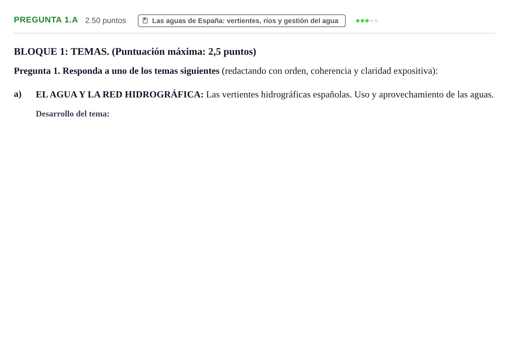 Enunciado: Pregunta 1.a · Geografía PAU Extremadura Extraordinaria 2024