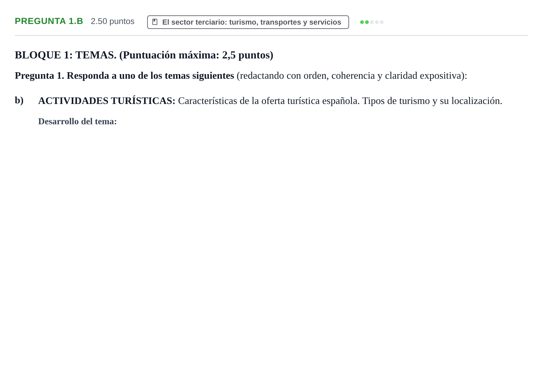 Enunciado: Pregunta 1.b · Geografía PAU Extremadura Extraordinaria 2024