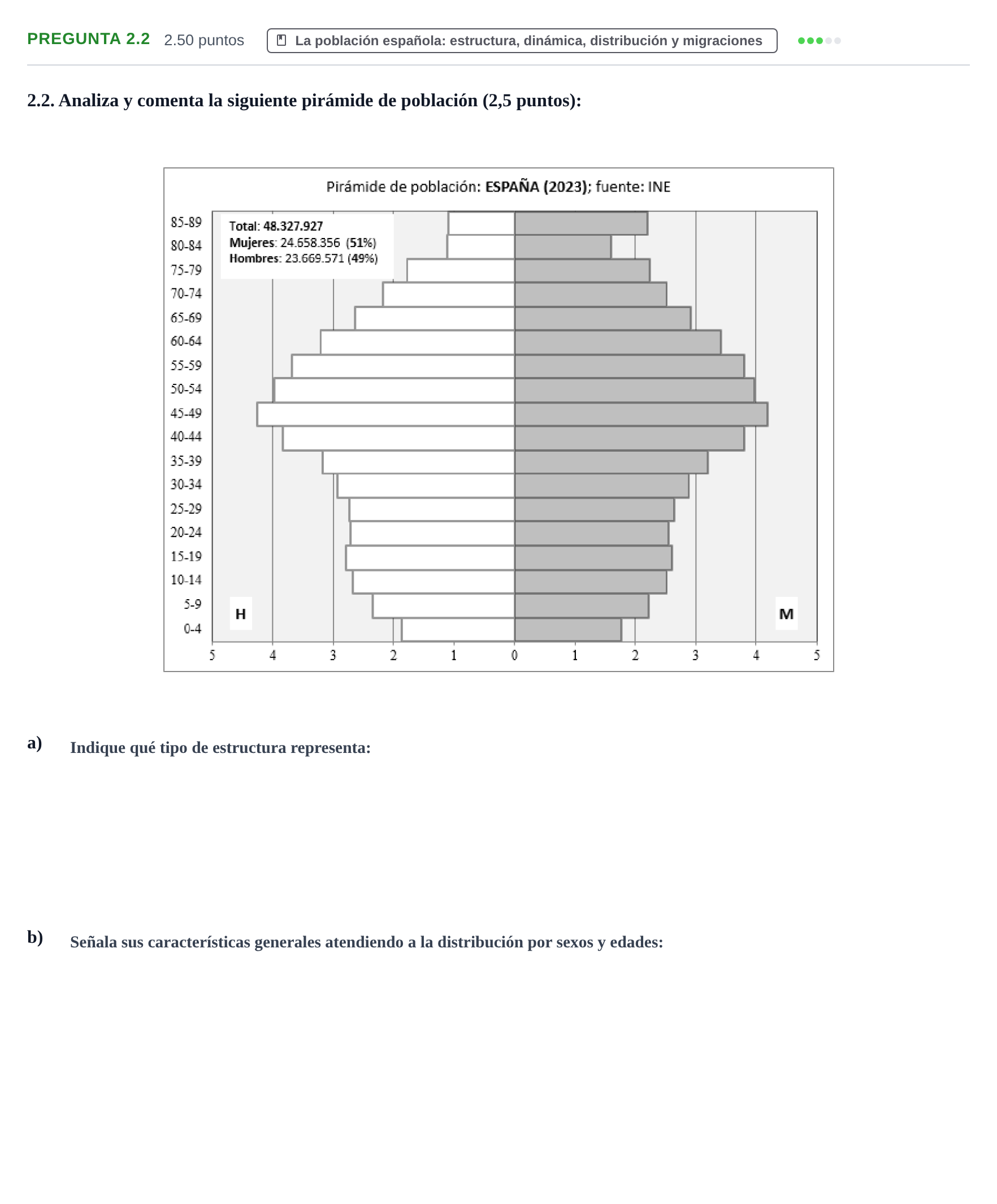Enunciado: Pregunta 2.2 · Geografía PAU Extremadura Extraordinaria 2024