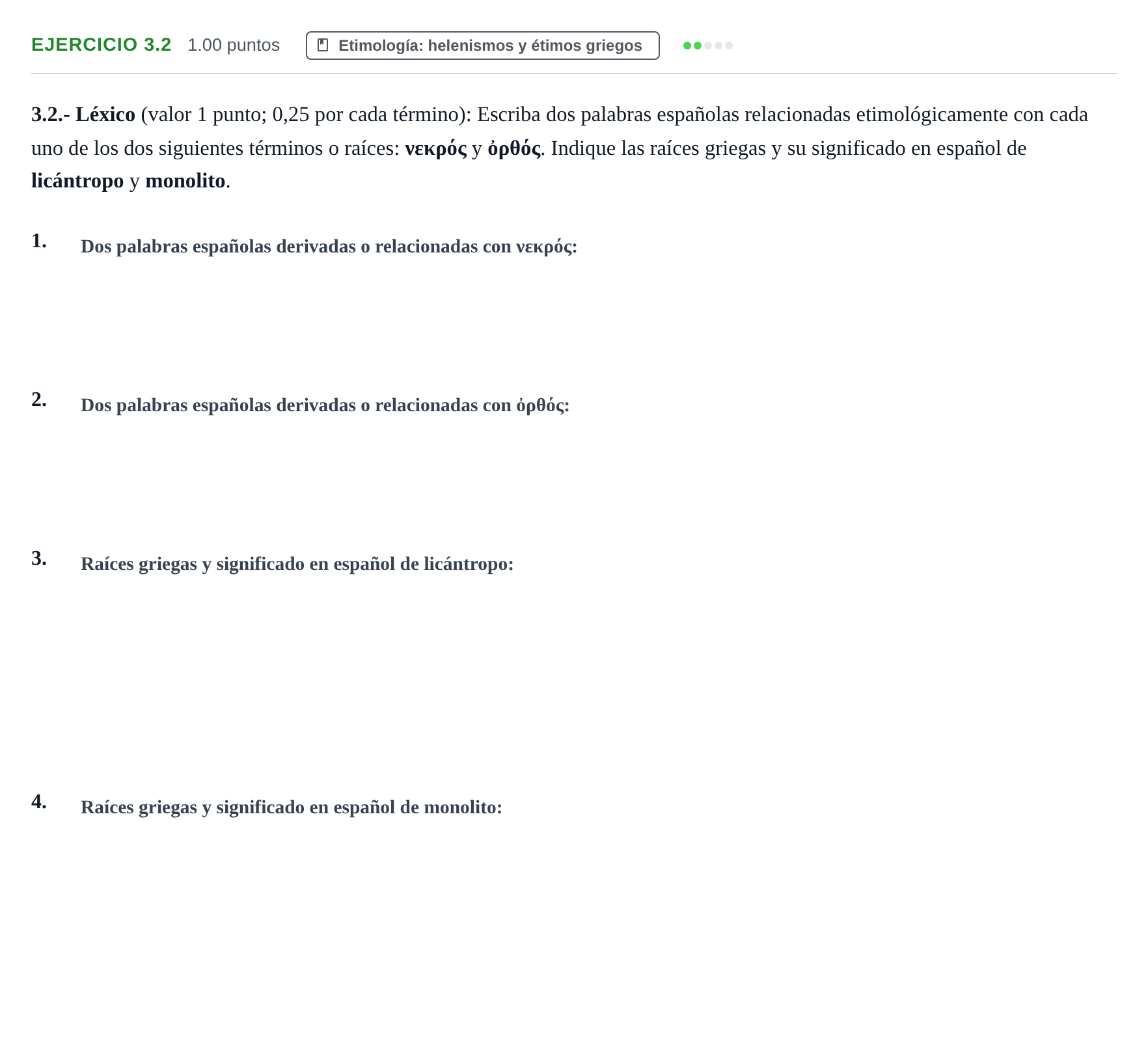 Enunciado: Ejercicio 3.2 · Griego II PAU Extremadura Extraordinaria 2024