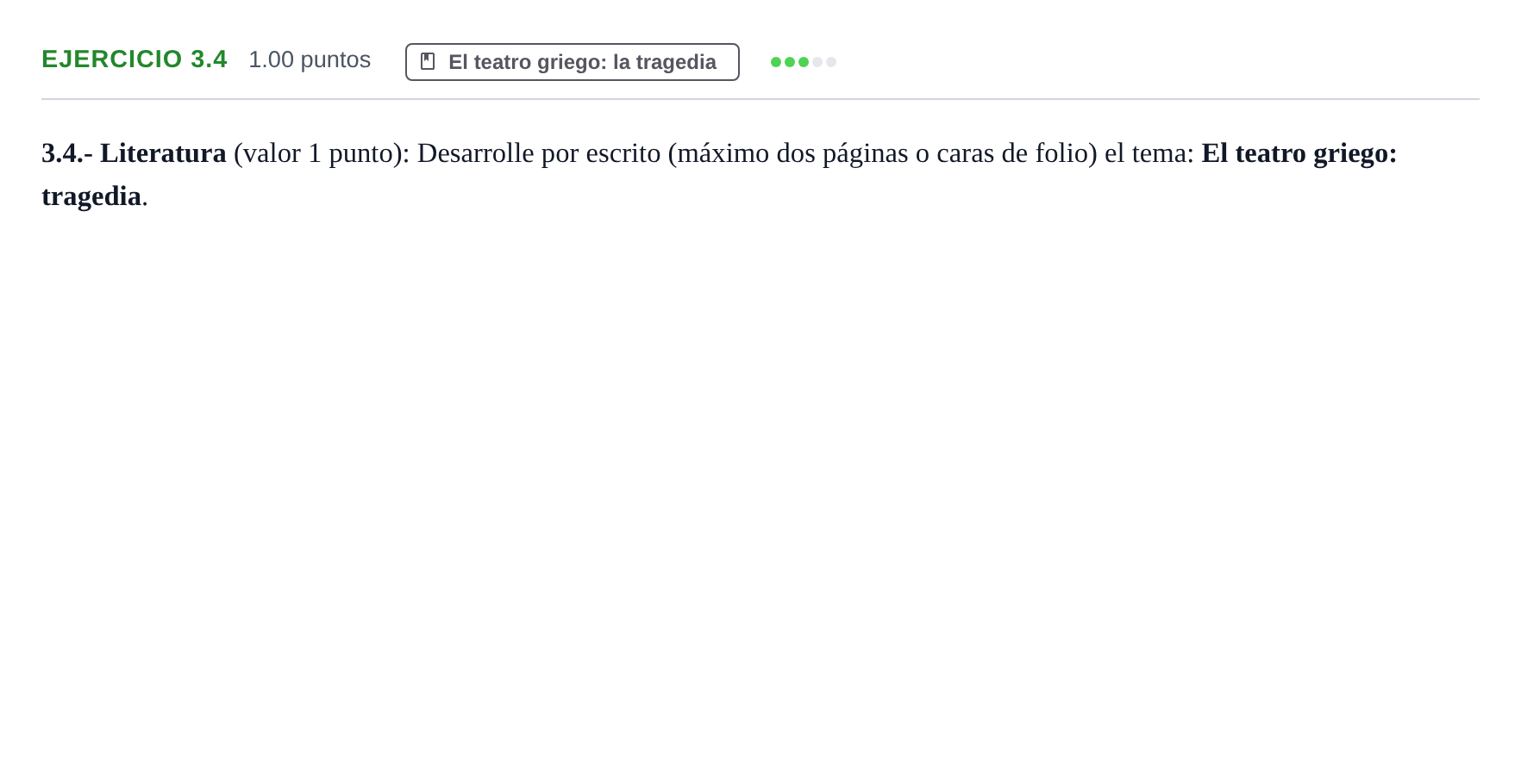 Enunciado: Ejercicio 3.4 · Griego II PAU Extremadura Extraordinaria 2024