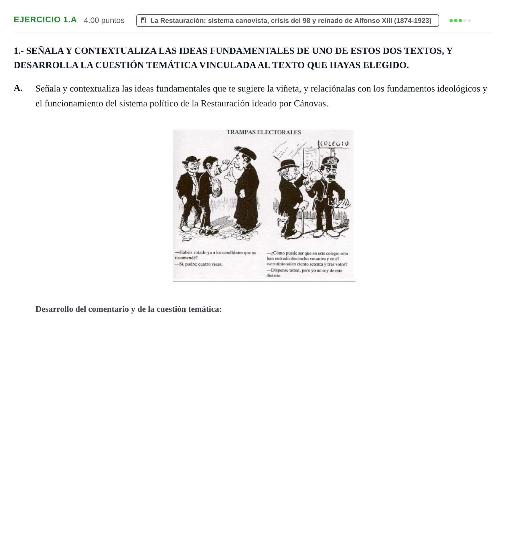 Enunciado: Ejercicio 1.A · Historia de España PAU Extremadura Extraordinaria 2024
