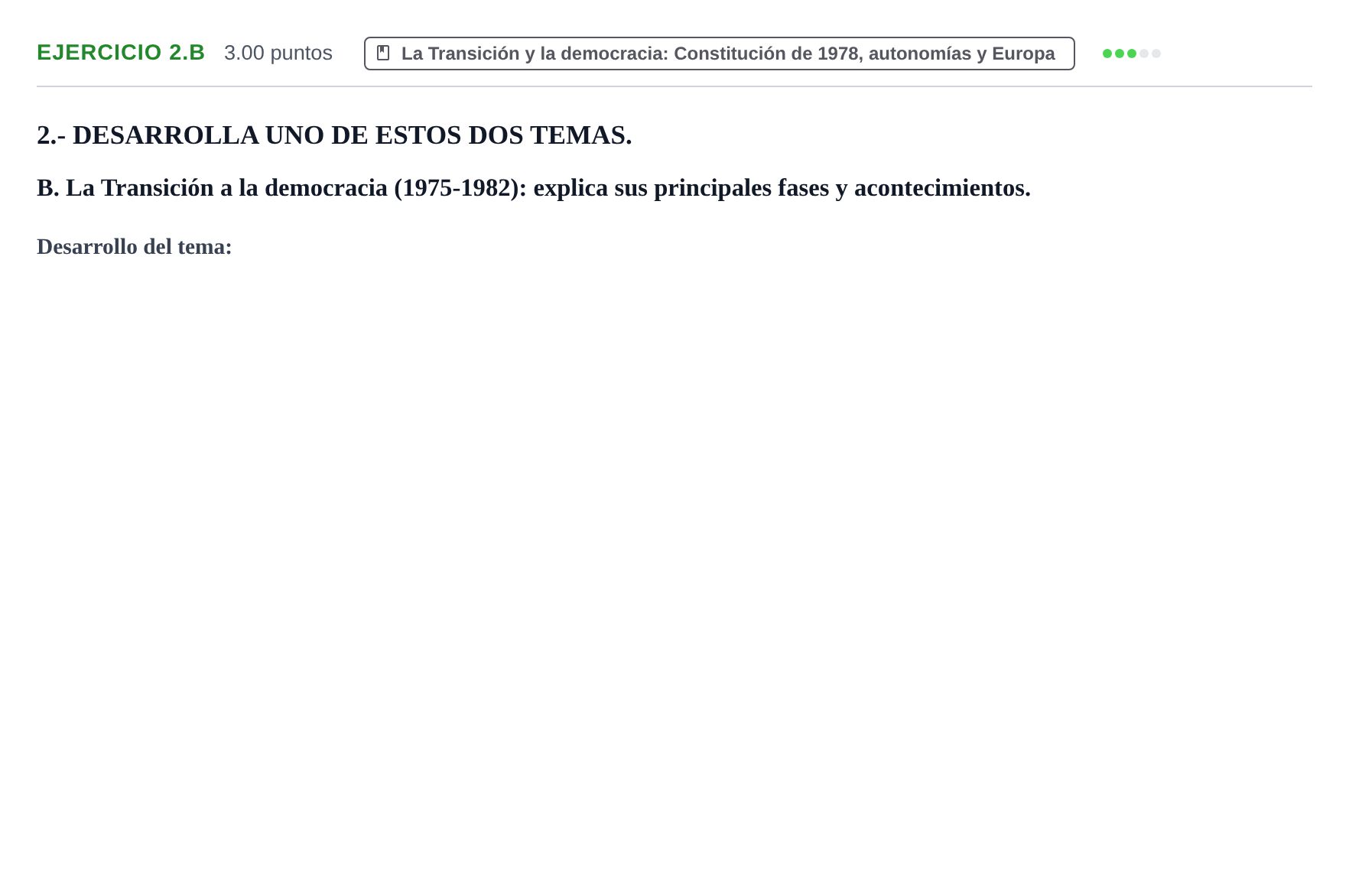 Enunciado: Ejercicio 2.B · Historia de España PAU Extremadura Extraordinaria 2024