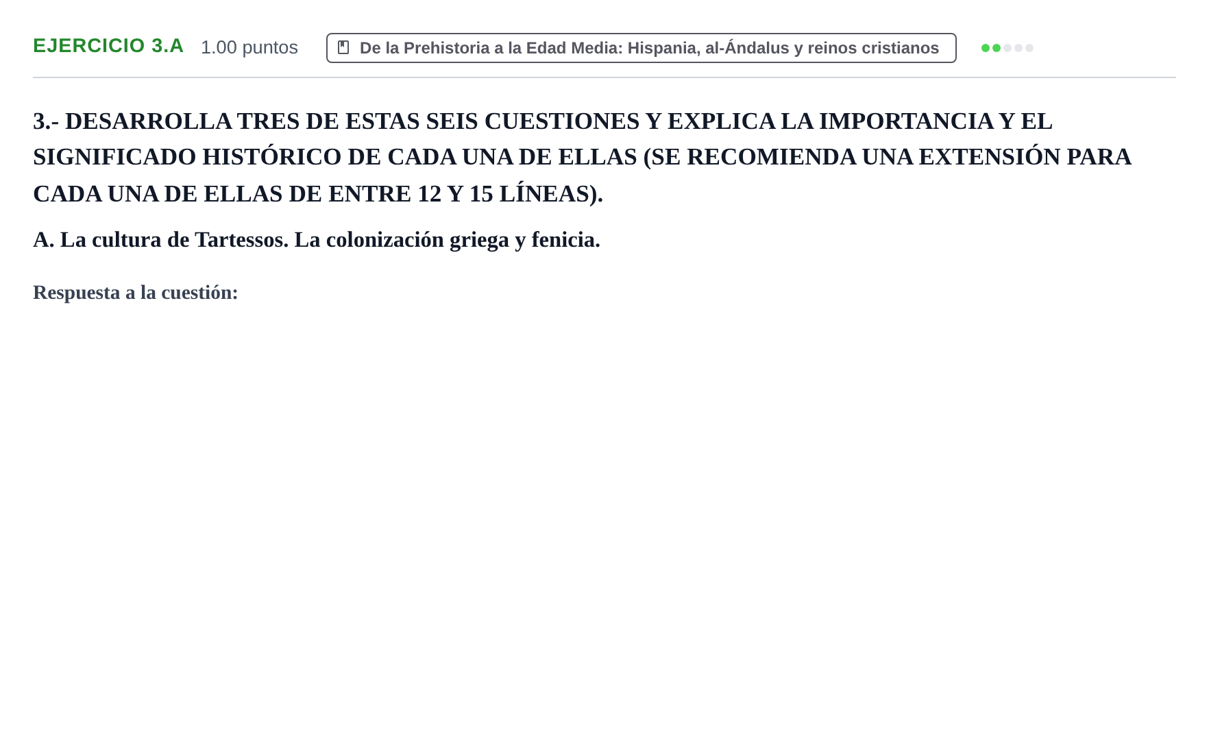 Enunciado: Ejercicio 3.A · Historia de España PAU Extremadura Extraordinaria 2024