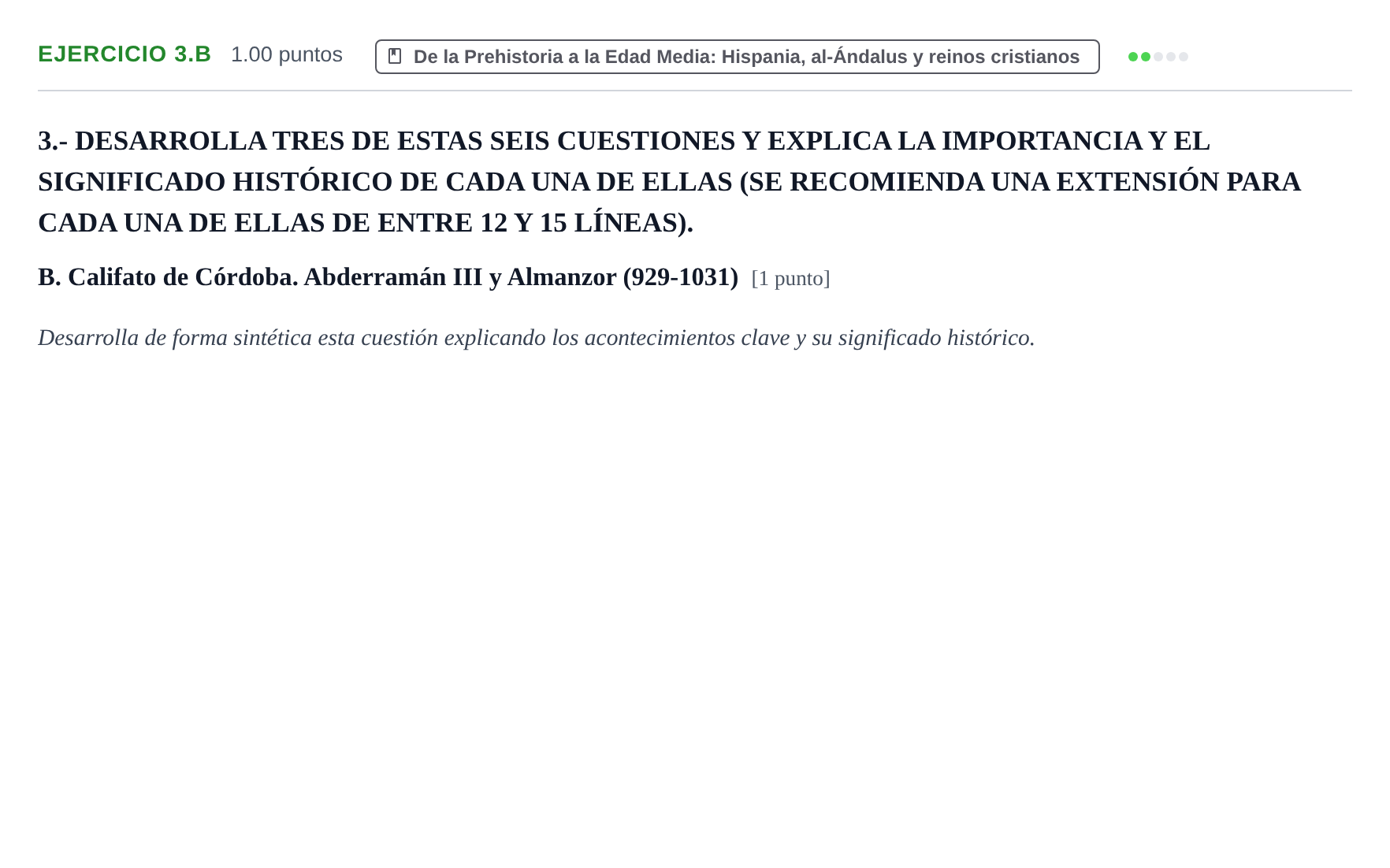 Enunciado: Ejercicio 3.B · Historia de España PAU Extremadura Extraordinaria 2024