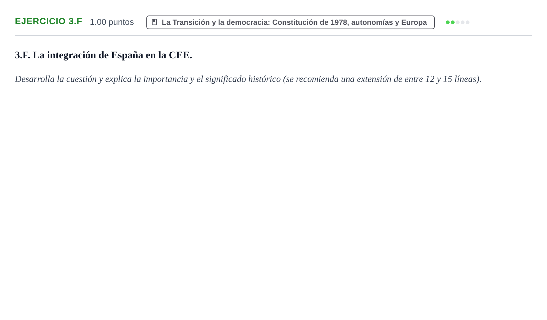 Enunciado: Ejercicio 3.F · Historia de España PAU Extremadura Extraordinaria 2024