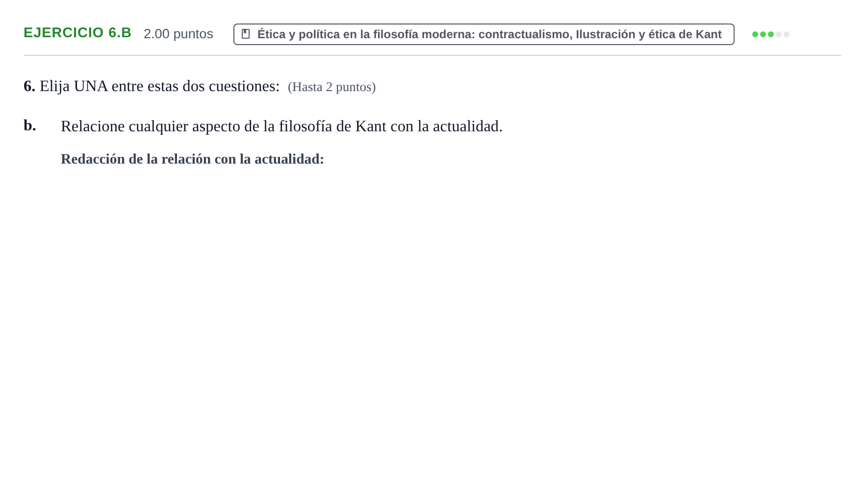 Enunciado: Ejercicio 6.b · Historia de la Filosofía PAU Extremadura Extraordinaria 2024