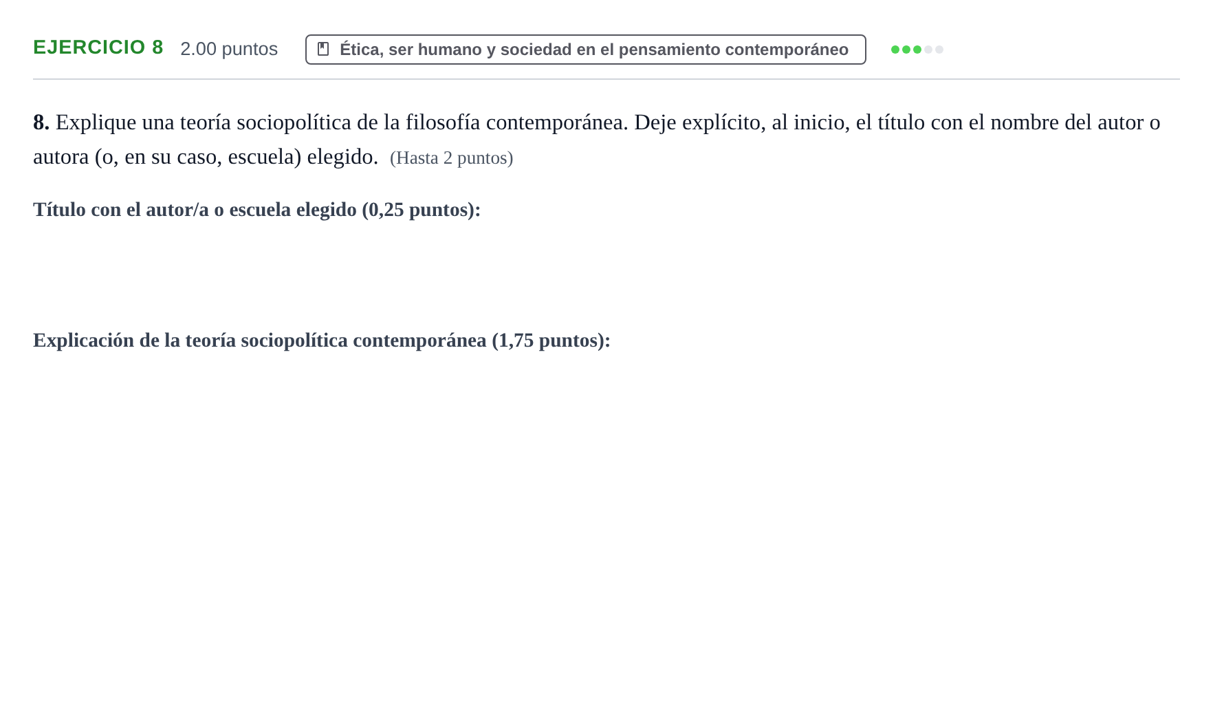 Enunciado: Problema 8 · Historia de la Filosofía PAU Extremadura Extraordinaria 2024