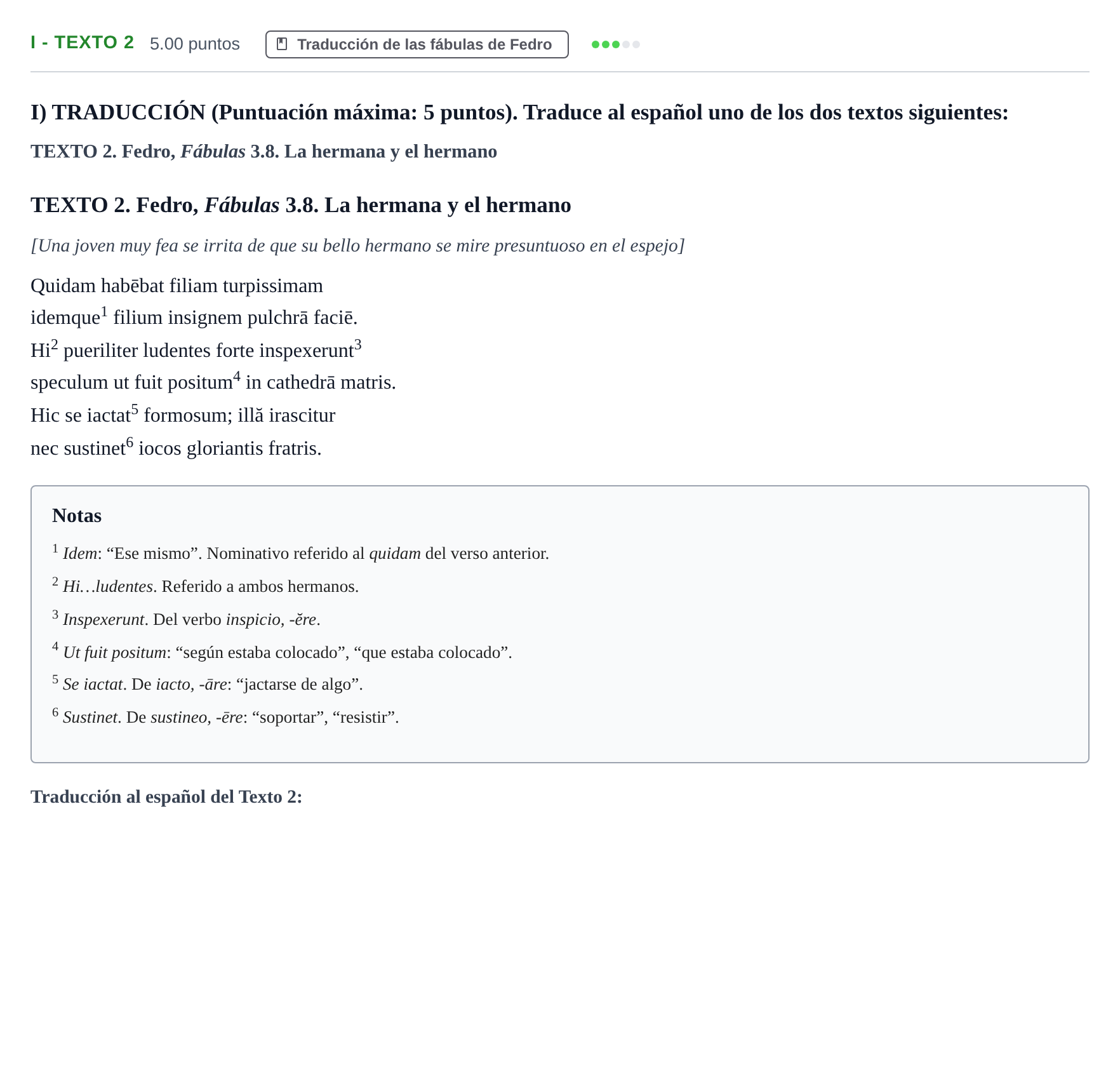 Enunciado: Ejercicio I - Texto 2 · Latín II PAU Extremadura Extraordinaria 2024