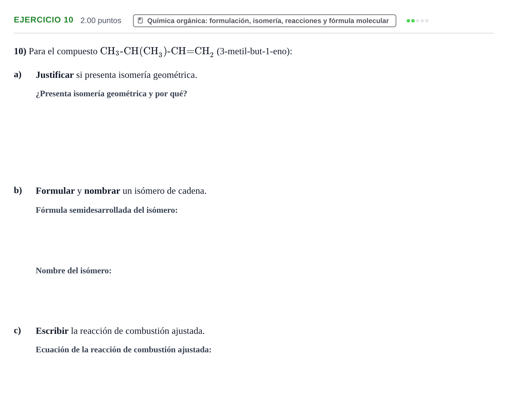 Enunciado: Problema 10 · Química PAU Extremadura Extraordinaria 2024