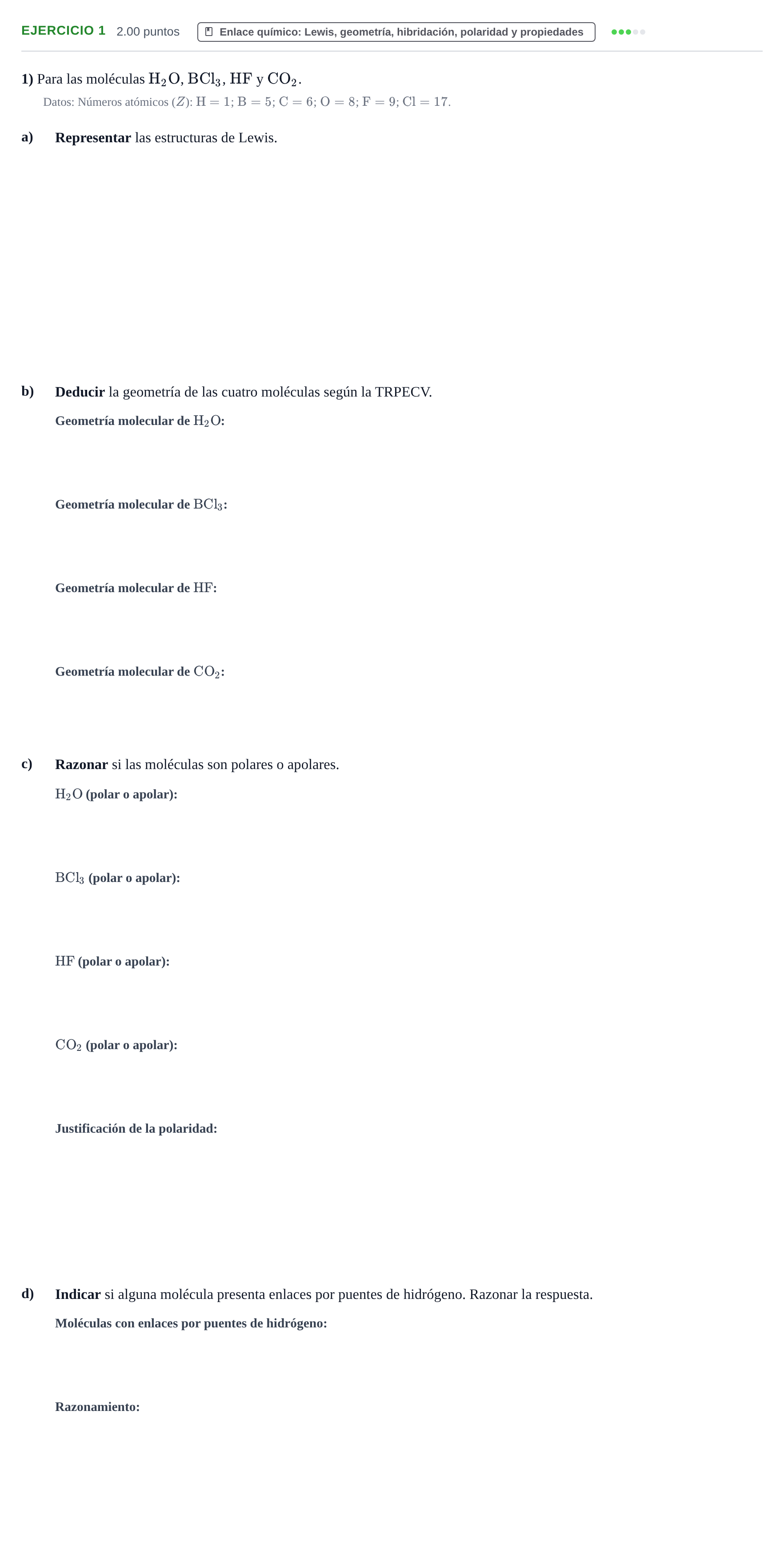 Enunciado: Problema 1 · Química PAU Extremadura Extraordinaria 2024