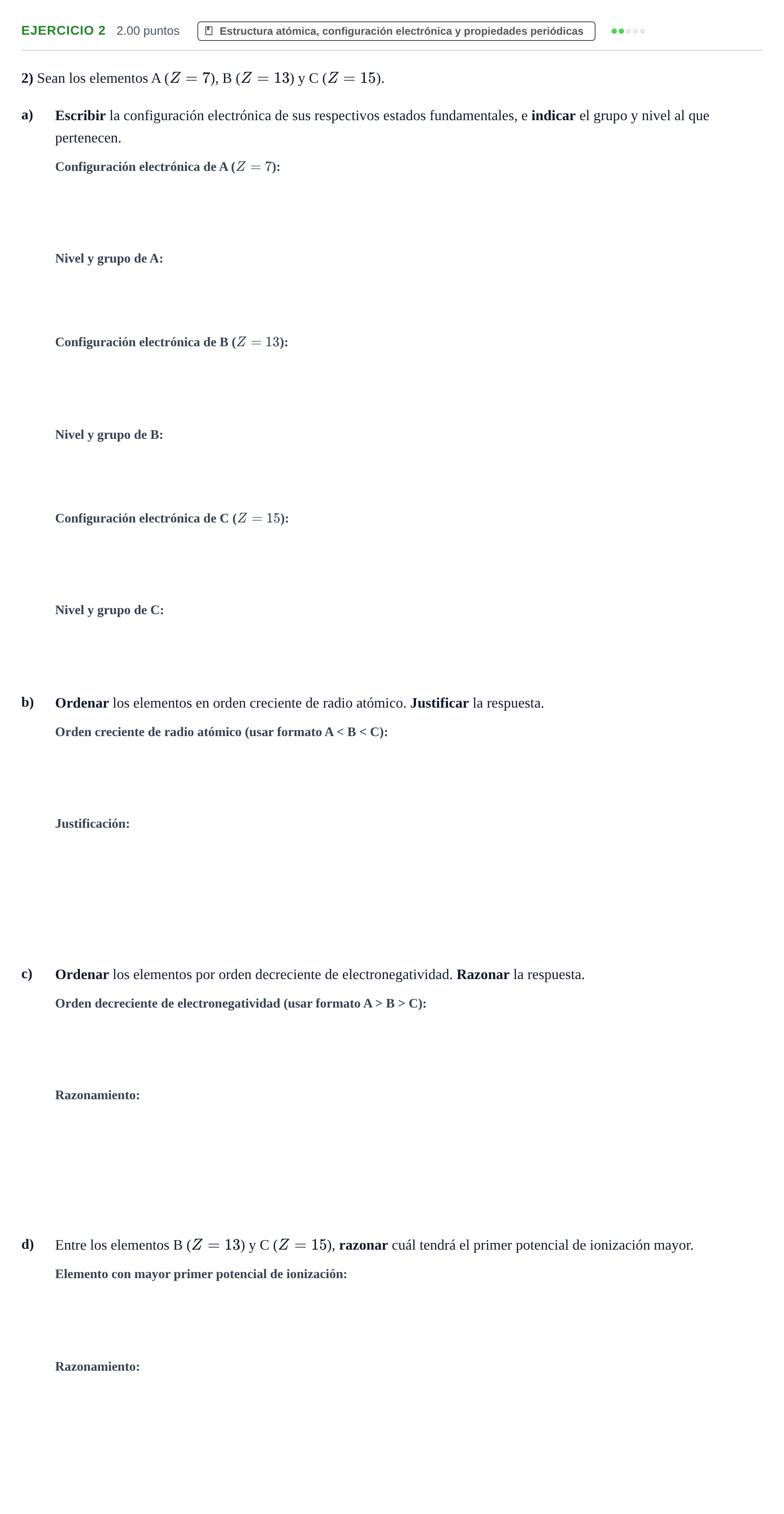 Enunciado: Problema 2 · Química PAU Extremadura Extraordinaria 2024