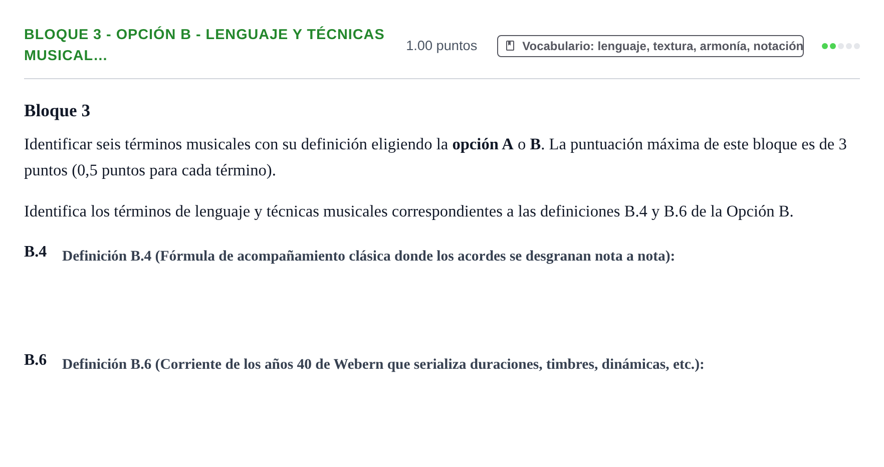 Enunciado: Bloque 3 - Opción B - Lenguaje y técnicas musical… · Análisis Musical II PAU Extremadura Extraordinaria 2024