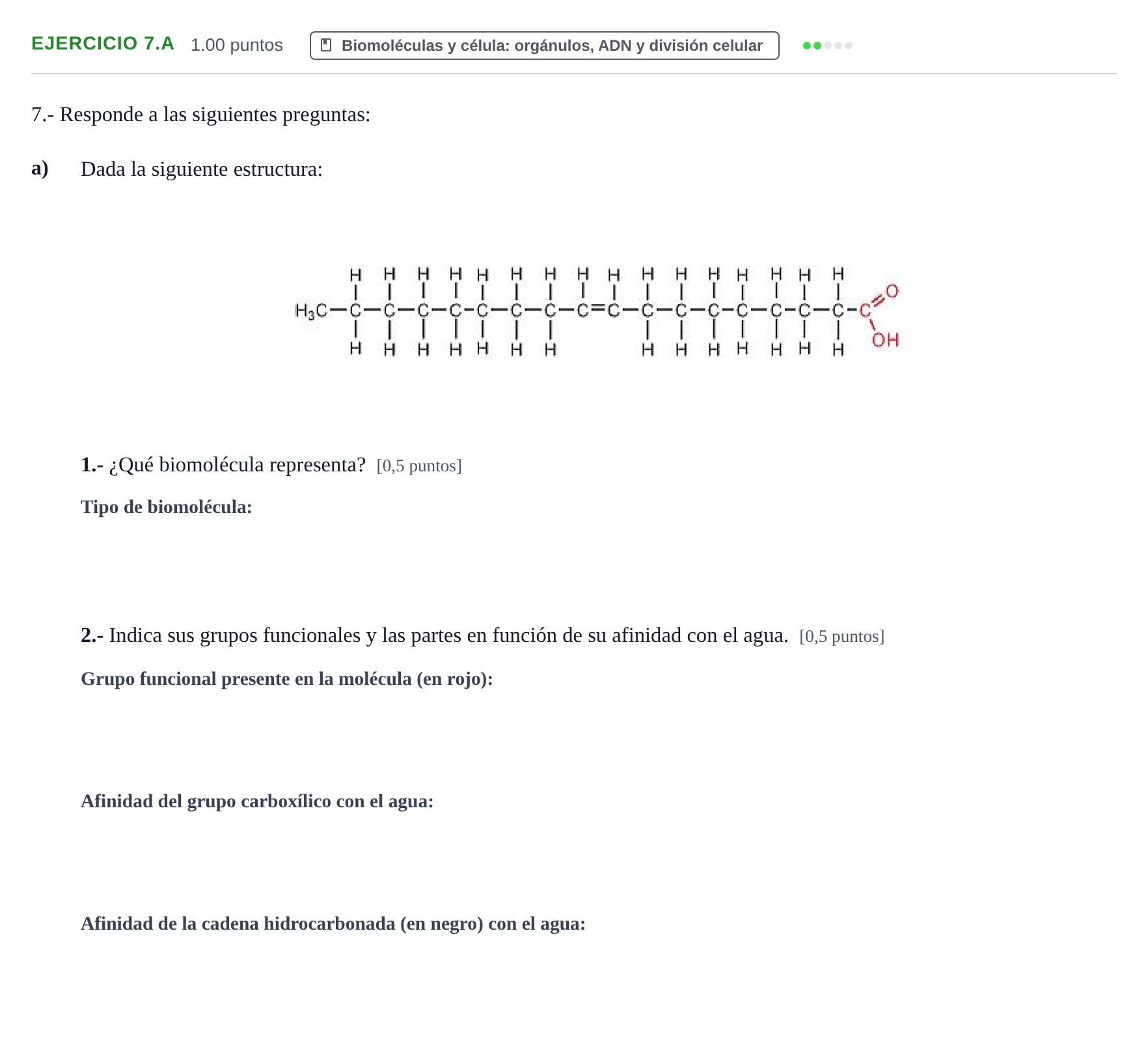 Enunciado: Ejercicio 7.a - Biomoléculas · Ciencias Generales PAU Extremadura Extraordinaria 2024