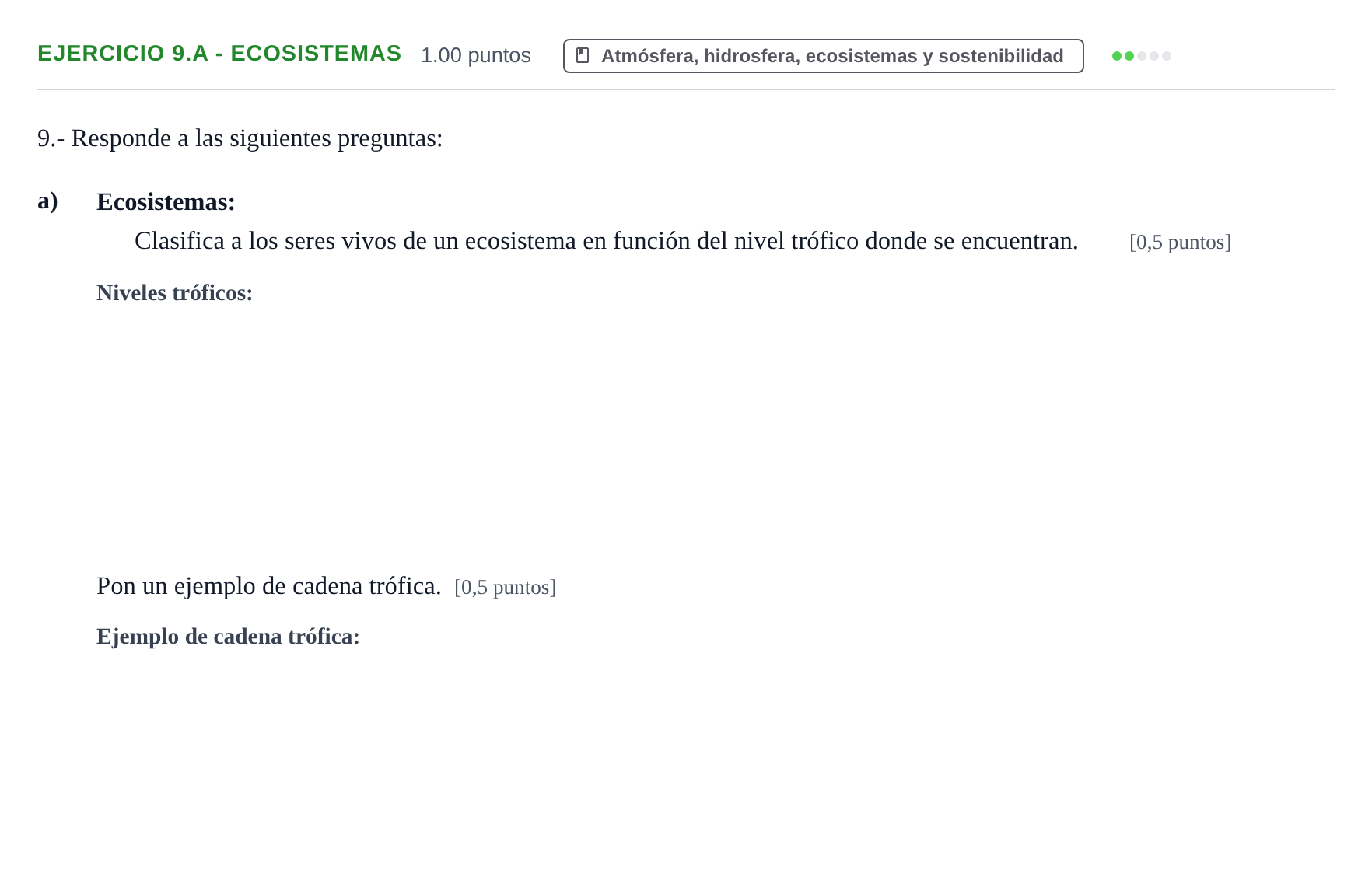 Enunciado: Ejercicio 9.a - Ecosistemas · Ciencias Generales PAU Extremadura Ordinaria 2024
