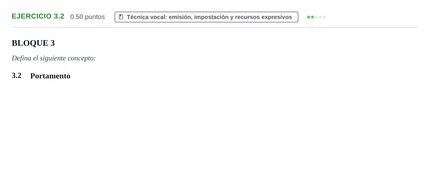 Enunciado: Ejercicio 3.2 · Coro y Técnica Vocal PAU Extremadura Ordinaria 2024