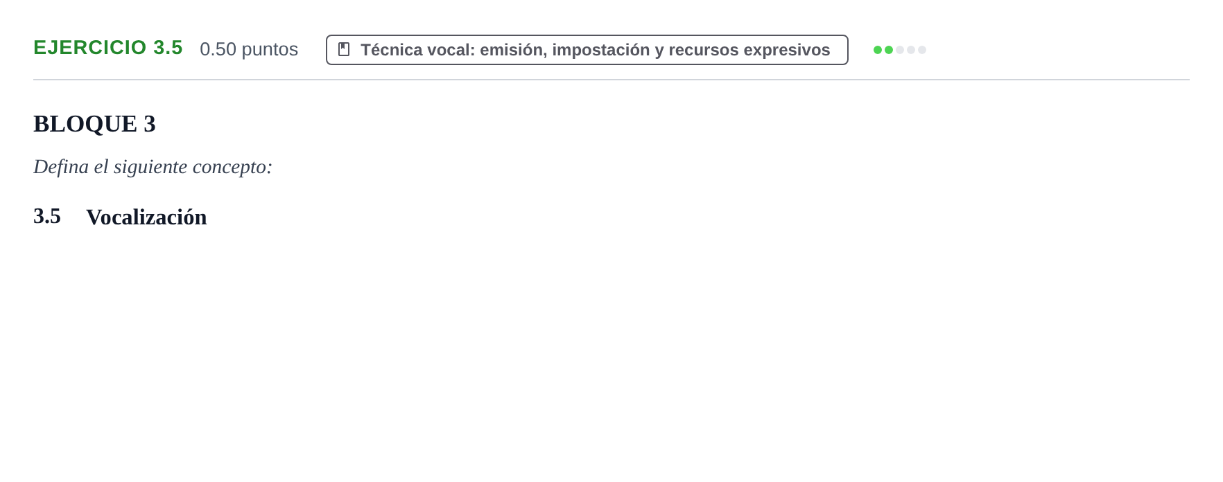 Enunciado: Ejercicio 3.5 · Coro y Técnica Vocal PAU Extremadura Ordinaria 2024