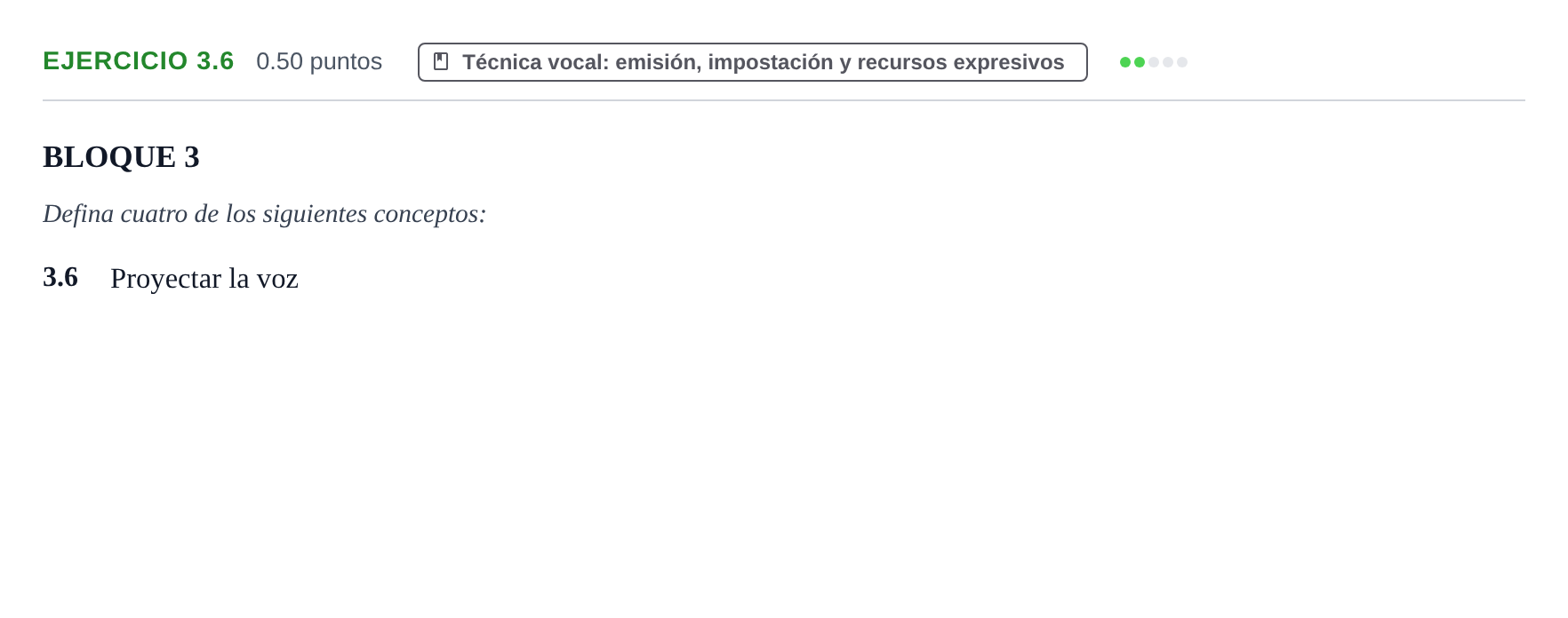 Enunciado: Ejercicio 3.6 · Coro y Técnica Vocal PAU Extremadura Ordinaria 2024