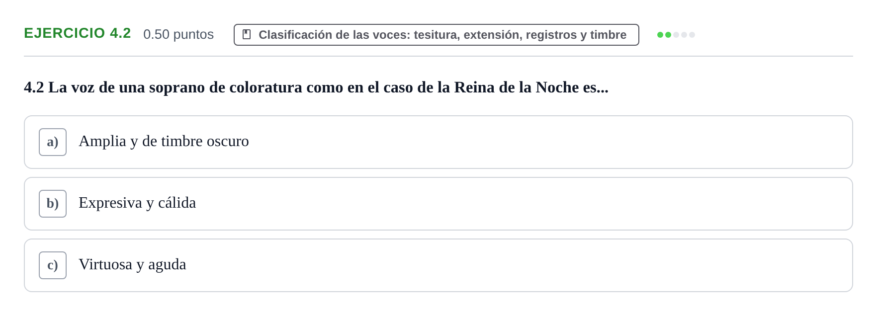 Enunciado: Ejercicio 4.2 · Coro y Técnica Vocal PAU Extremadura Ordinaria 2024