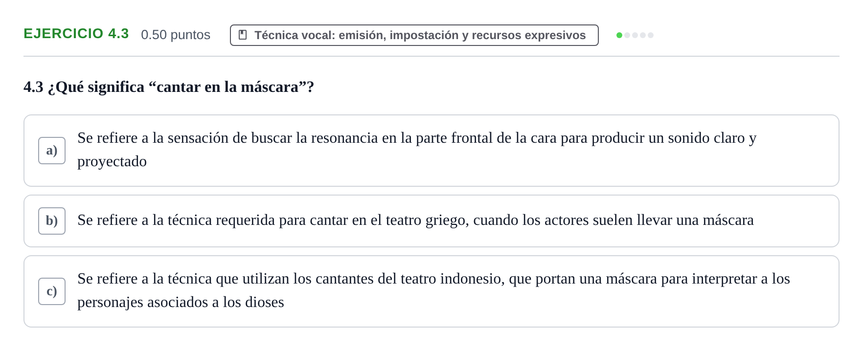 Enunciado: Ejercicio 4.3 · Coro y Técnica Vocal PAU Extremadura Ordinaria 2024