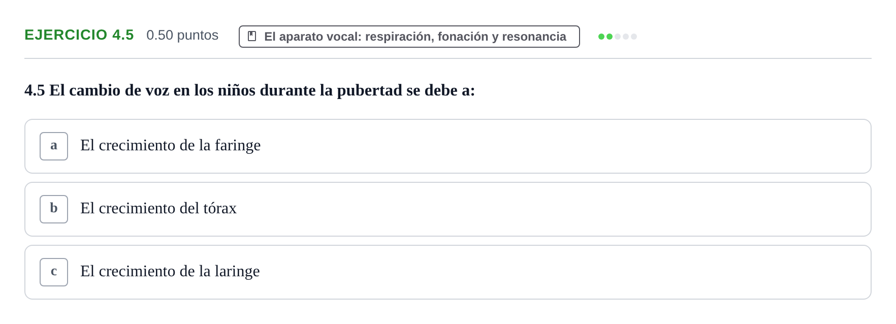 Enunciado: Ejercicio 4.5 · Coro y Técnica Vocal PAU Extremadura Ordinaria 2024