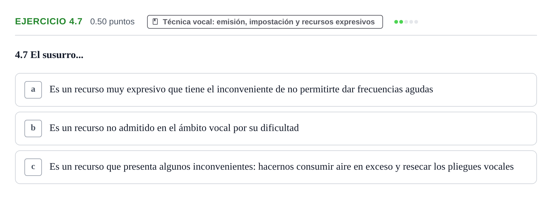 Enunciado: Ejercicio 4.7 · Coro y Técnica Vocal PAU Extremadura Ordinaria 2024