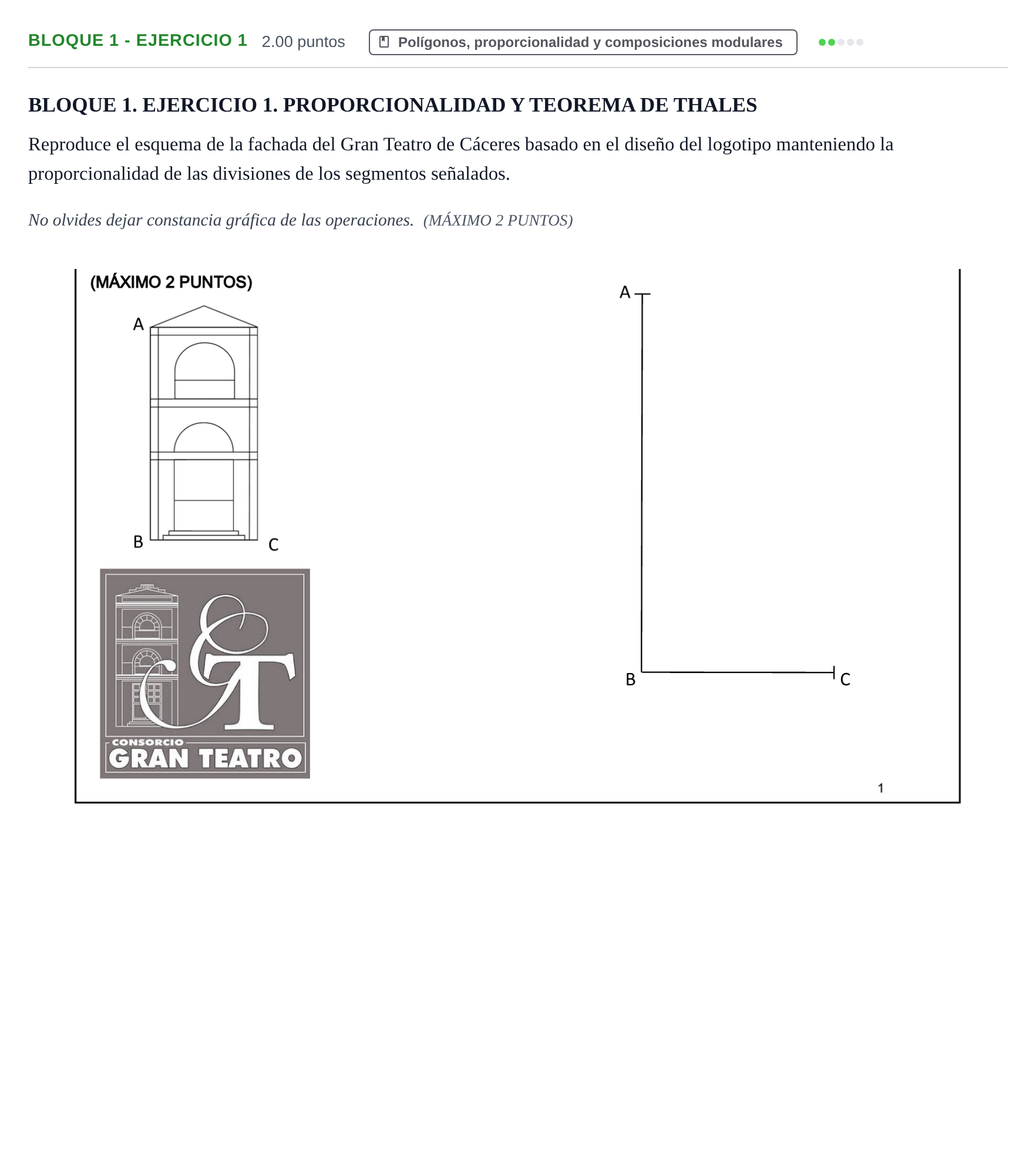 Enunciado: Bloque 1 - Ejercicio 1 · Dibujo Técnico Aplicado a las Artes Plásticas y al Diseño PAU Extremadura Ordinaria 2024