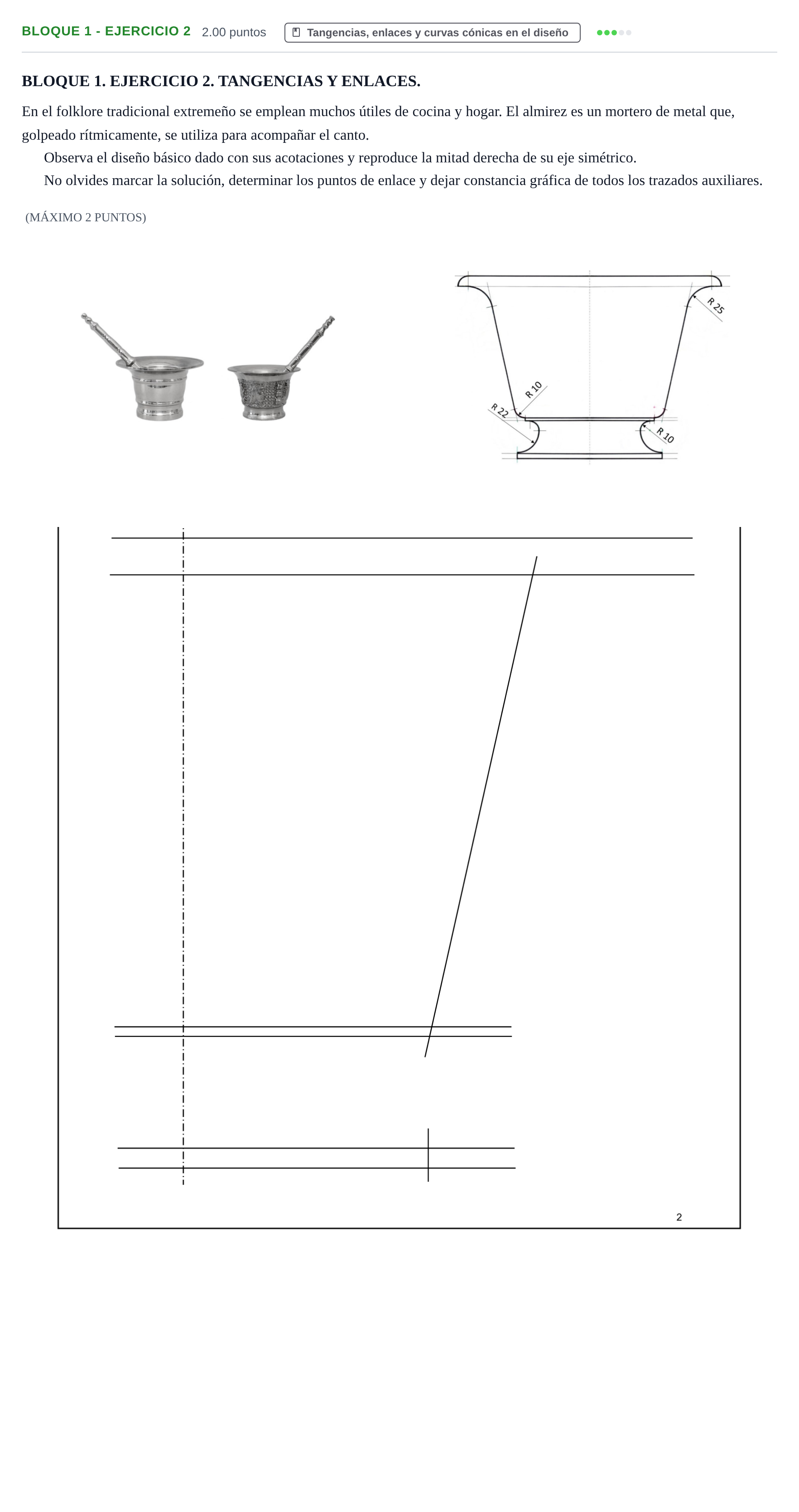 Enunciado: Bloque 1 - Ejercicio 2 · Dibujo Técnico Aplicado a las Artes Plásticas y al Diseño PAU Extremadura Ordinaria 2024