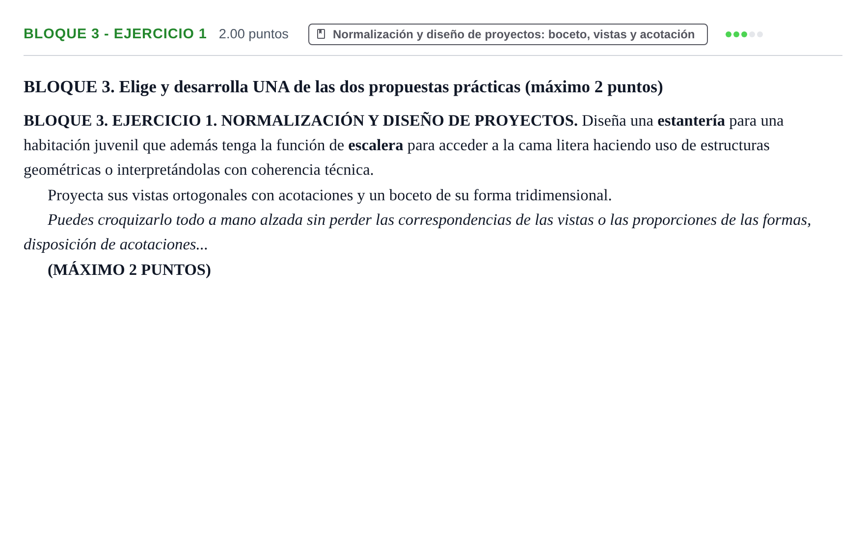 Enunciado: Bloque 3 - Ejercicio 1 · Dibujo Técnico Aplicado a las Artes Plásticas y al Diseño PAU Extremadura Ordinaria 2024