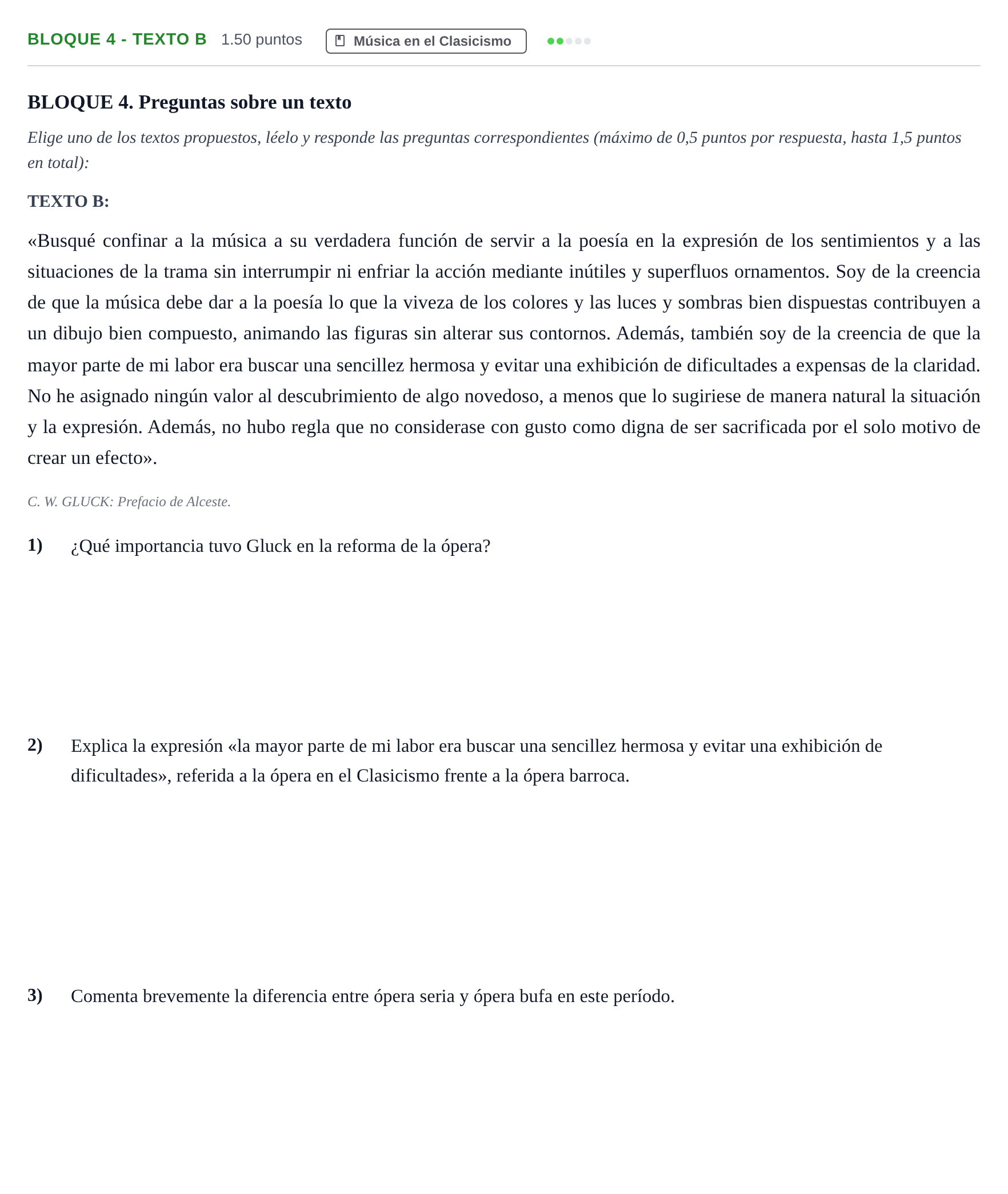 Enunciado: Bloque 4 - Texto B · Historia de la Música y de la Danza PAU Extremadura Ordinaria 2024