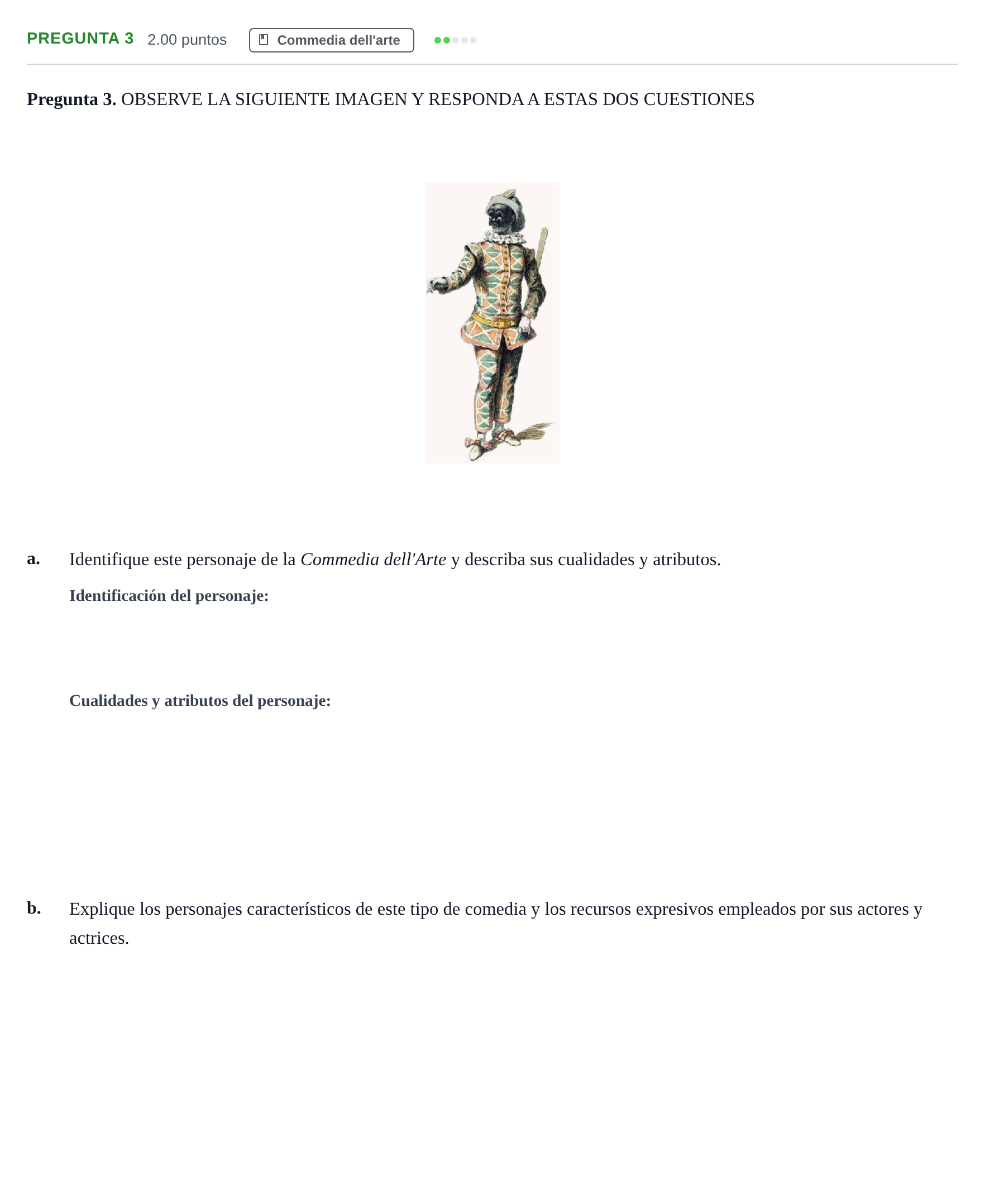 Enunciado: Pregunta 3 · Artes Escénicas PAU Asturias Extraordinaria 2023