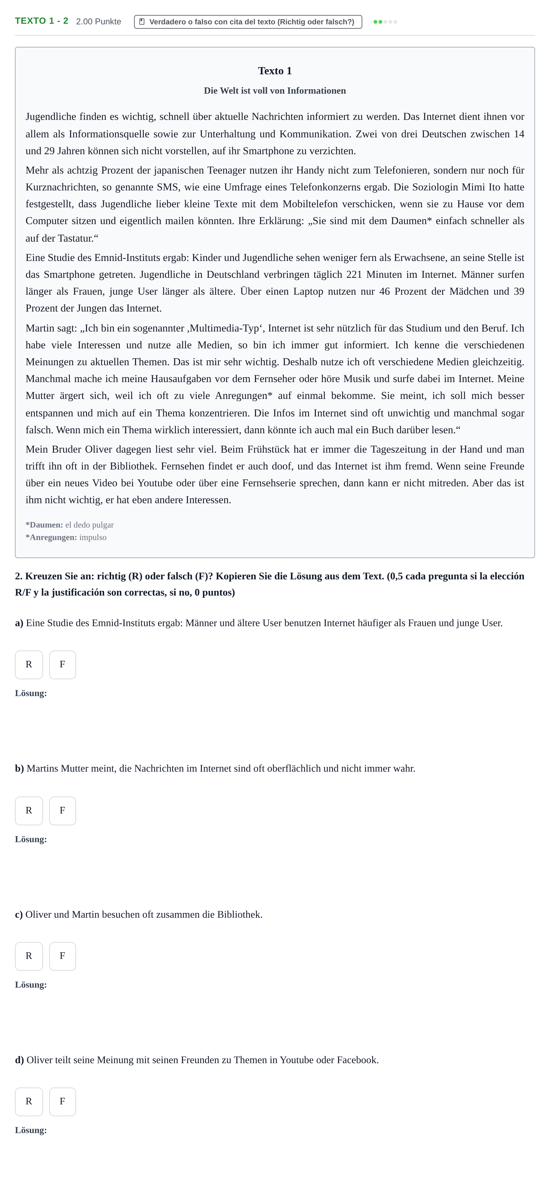 Enunciado: Ejercicio Texto 1 - 2 · Alemán PAU Asturias Ordinaria (2ª lengua extranjera) 2023