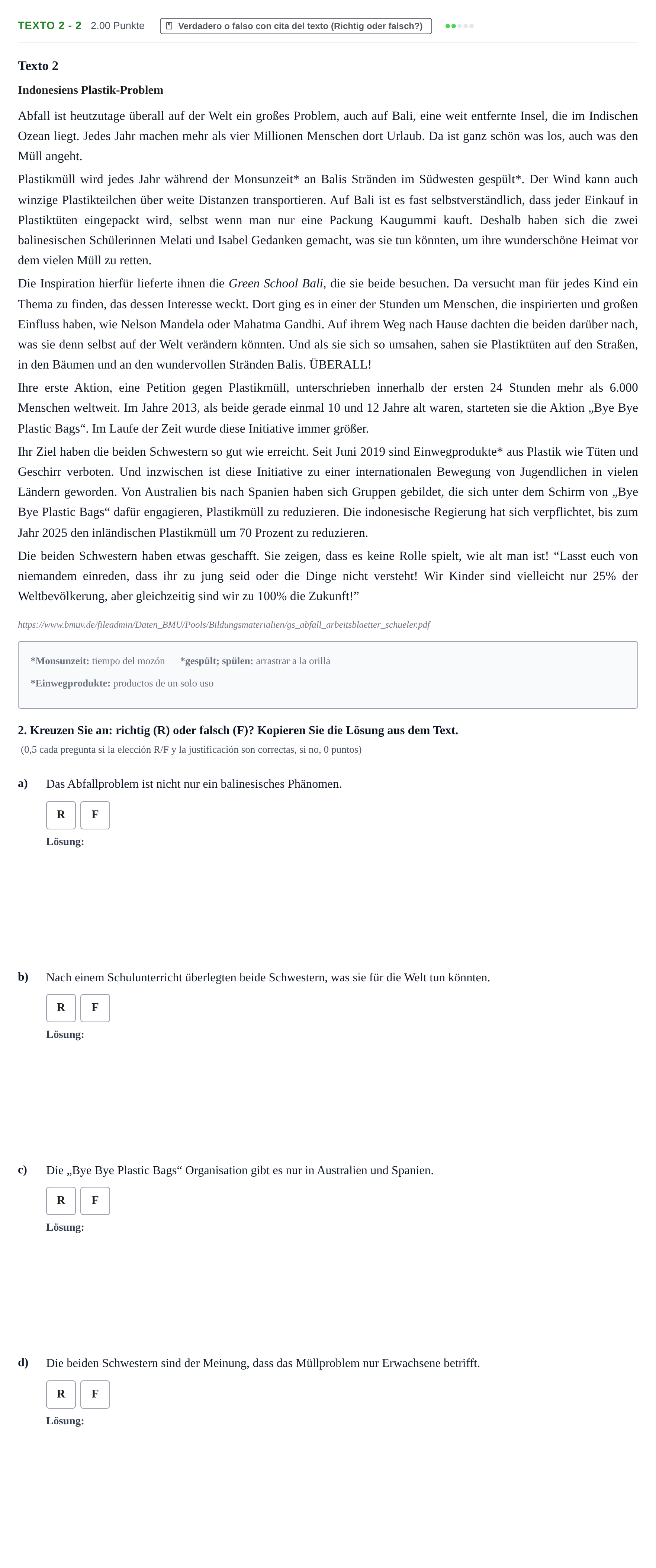 Enunciado: Ejercicio Texto 2 - 2 · Alemán PAU Asturias Ordinaria (2ª lengua extranjera) 2023