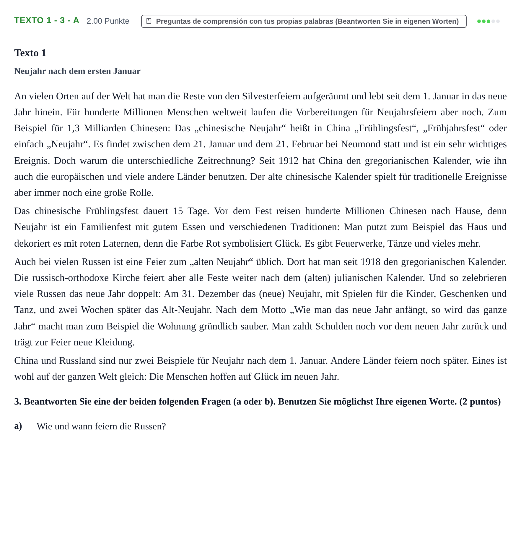 Enunciado: Ejercicio Texto 1 - 3 - a · Alemán PAU Asturias Ordinaria 2023