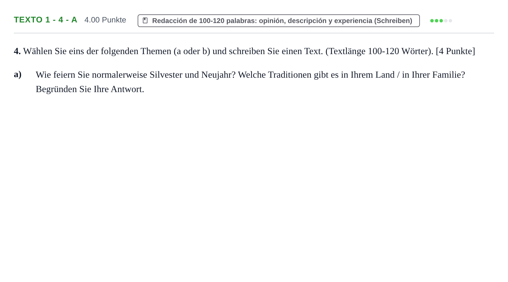 Enunciado: Ejercicio Texto 1 - 4 - a · Alemán PAU Asturias Ordinaria 2023