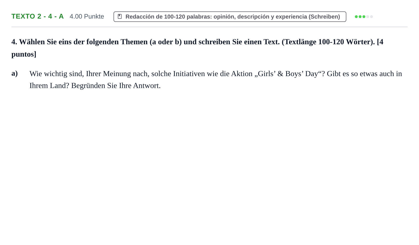 Enunciado: Ejercicio Texto 2 - 4 - a · Alemán PAU Asturias Ordinaria 2023