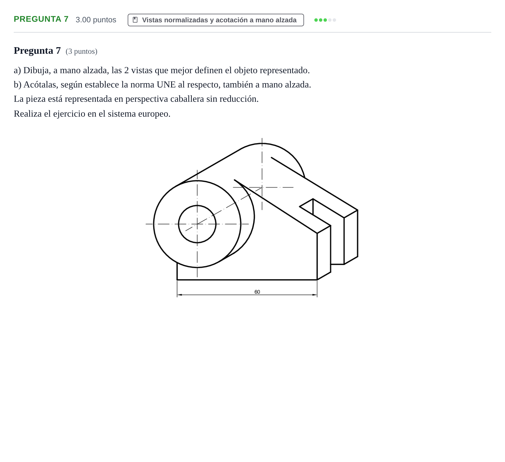 Enunciado: Pregunta 7 · Dibujo técnico II PAU Asturias Extraordinaria 2023