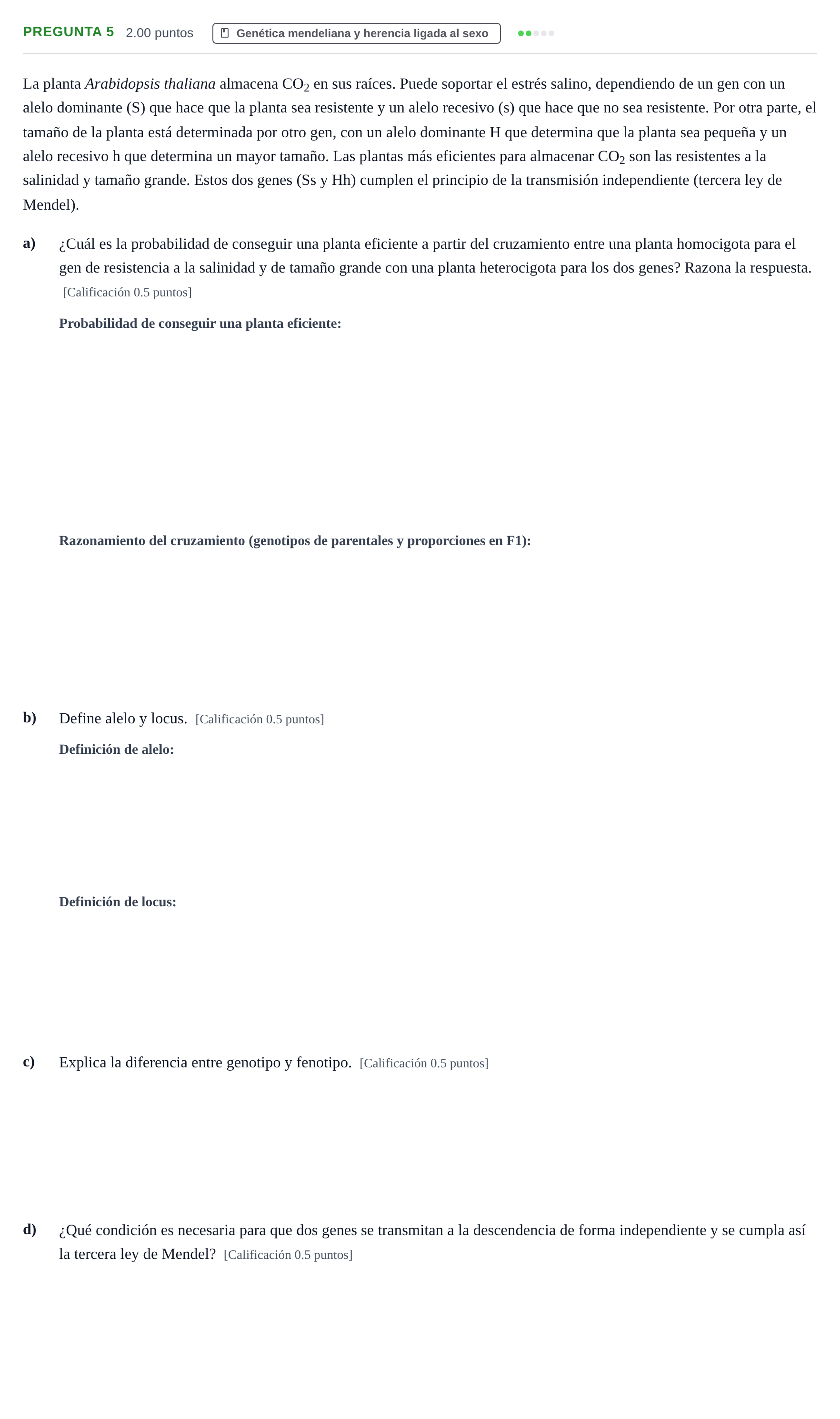 Enunciado: Pregunta 5 · Biología PAU Asturias Extraordinaria 2023