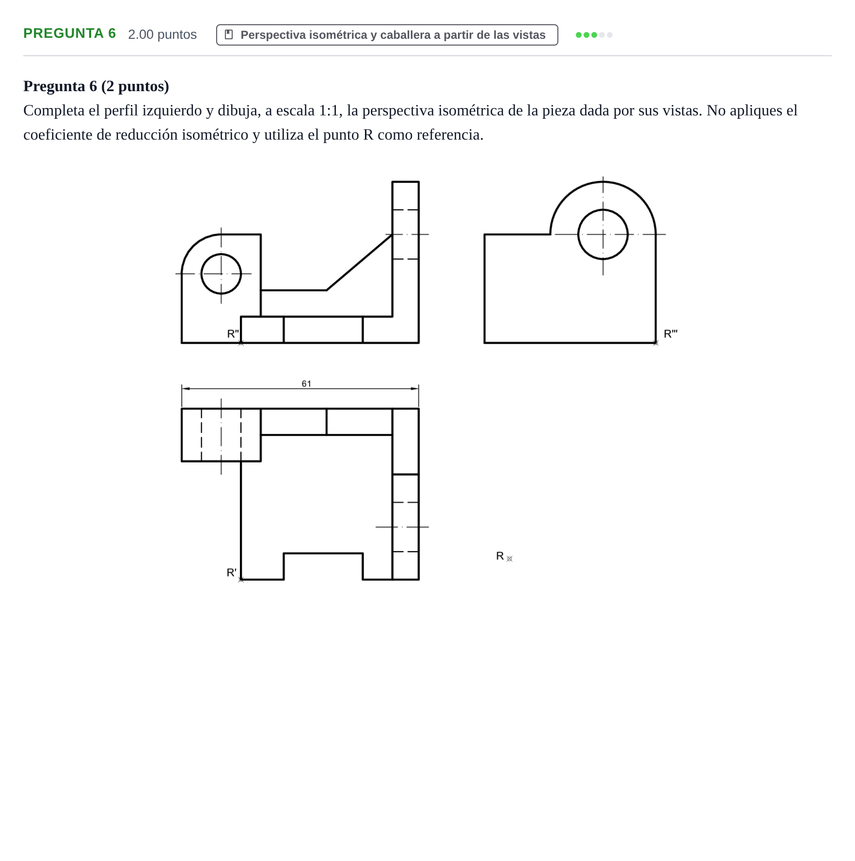 Enunciado: Pregunta 6 · Dibujo técnico II PAU Asturias Ordinaria 2023