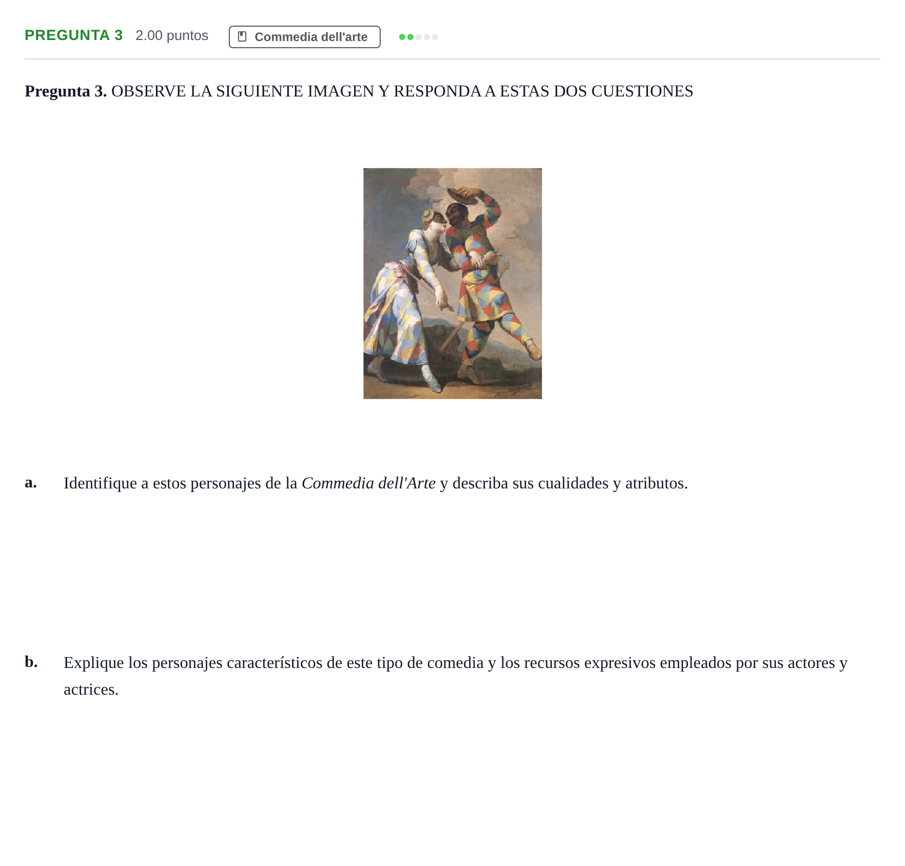 Enunciado: Pregunta 3 · Artes Escénicas PAU Asturias Ordinaria 2023