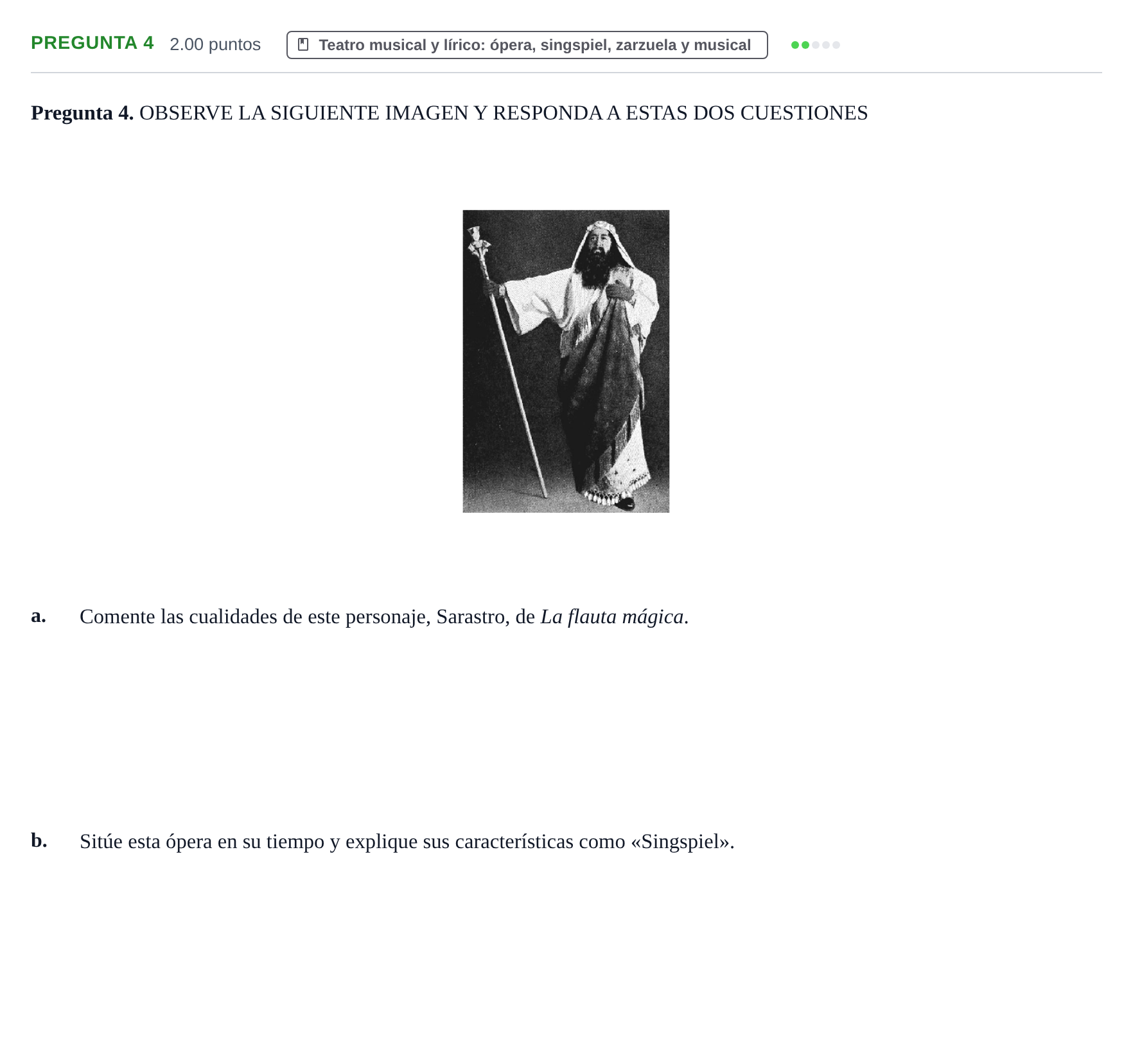 Enunciado: Pregunta 4 · Artes Escénicas PAU Asturias Ordinaria 2023