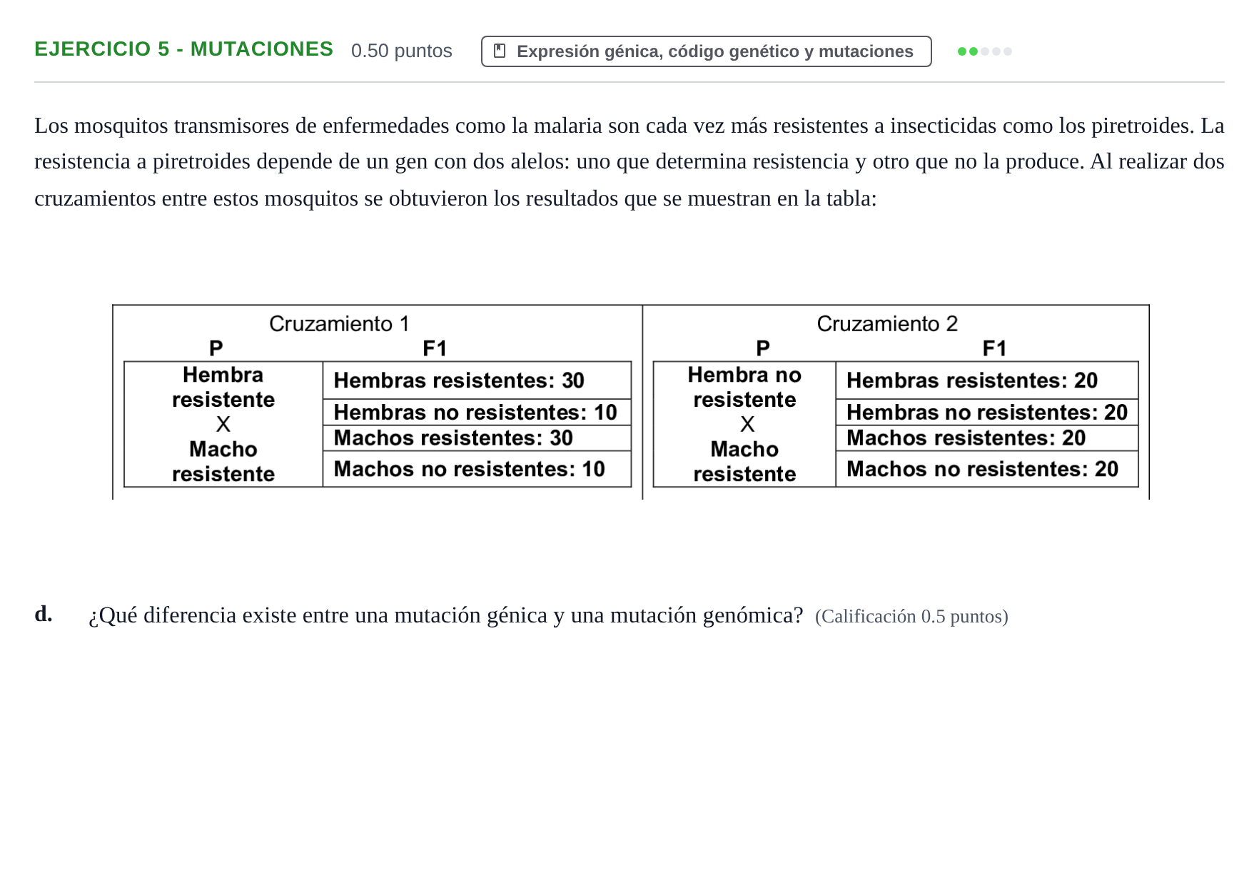 Enunciado: Ejercicio 5 - Mutaciones · Biología PAU Asturias Ordinaria 2023